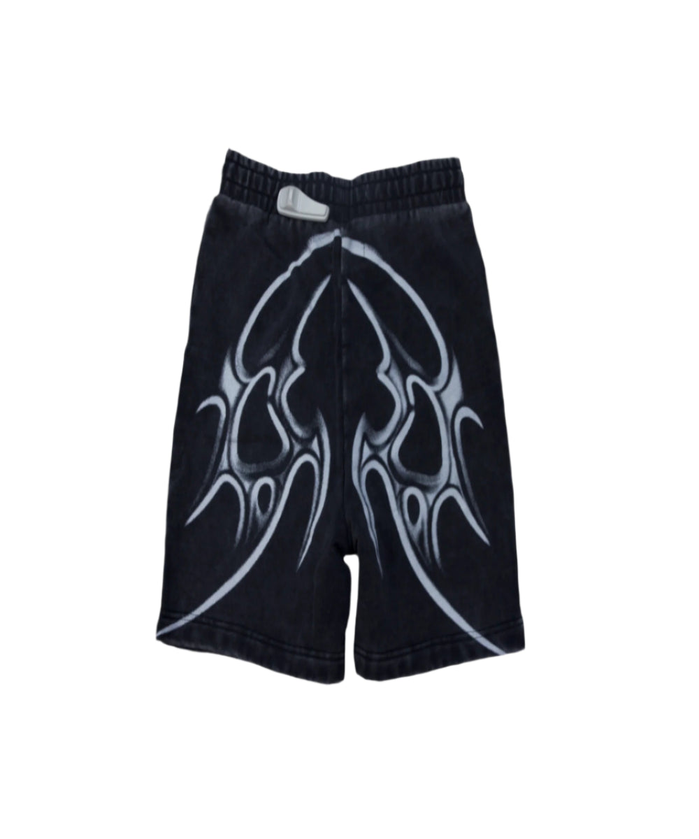 Washed Effect Short Pants Black