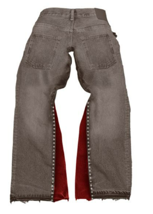 G-West Patchwork Denim Jeans with Red Accents