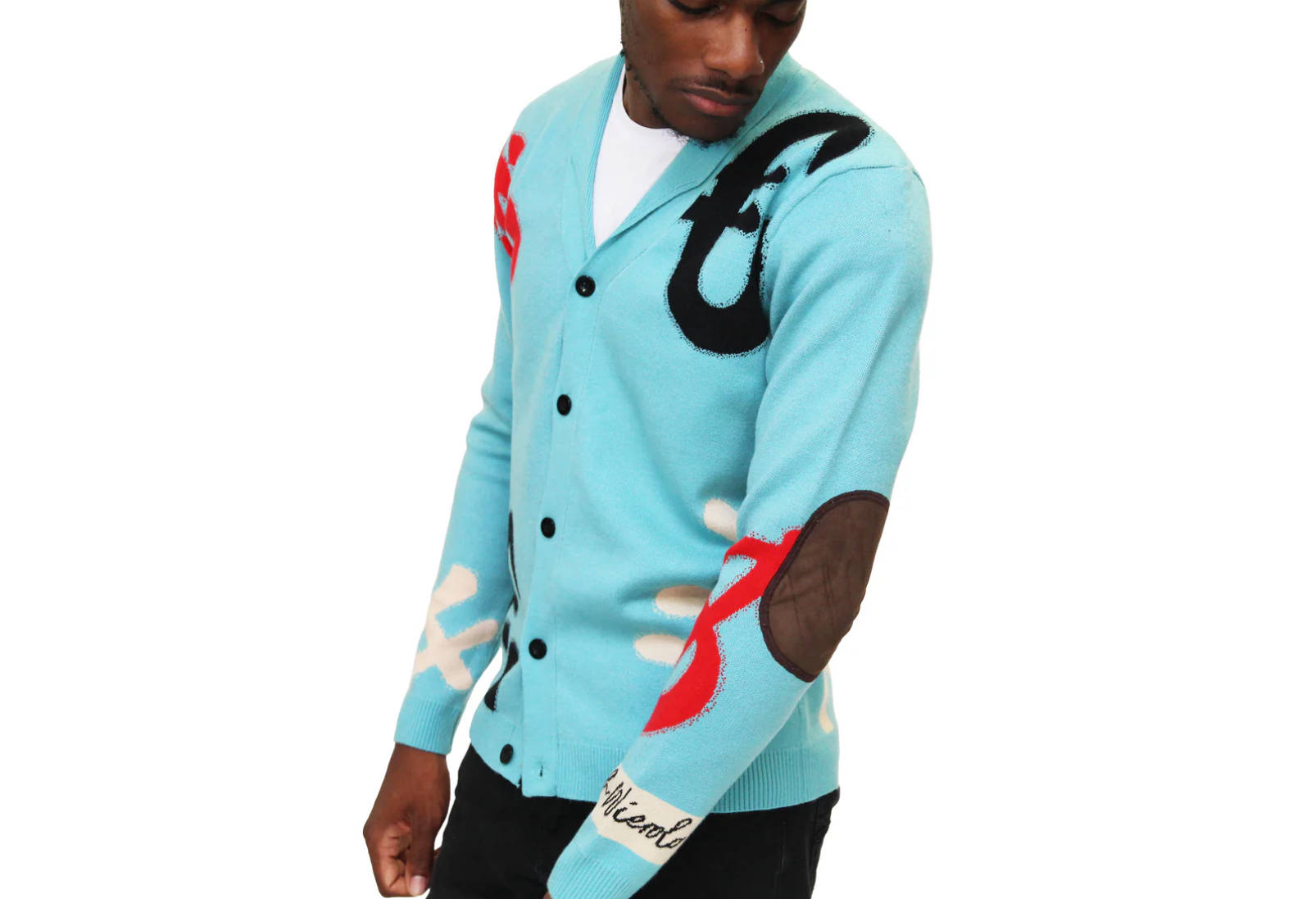 Richwierdo Cashmere Currency Cardigan - Light Blue