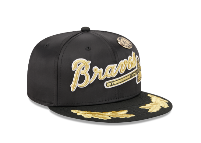 Men's Atlanta Braves New Era Black 2025 59FIFTY Day Gold Leaf 59FIFTY Fitted Hat