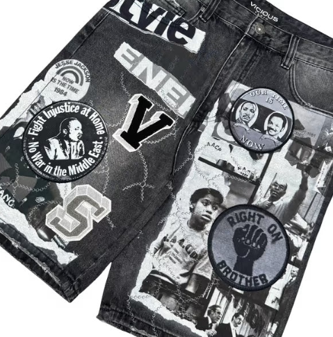 Vicious Denim - Printed Artwork Denim Shorts – All Over Print