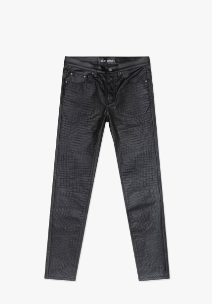 Silnt Chptrs Grid Jeans - Waxed Finish Black