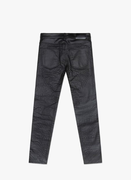Silnt Chptrs Casket Grid Jeans - Waxed Finish Black