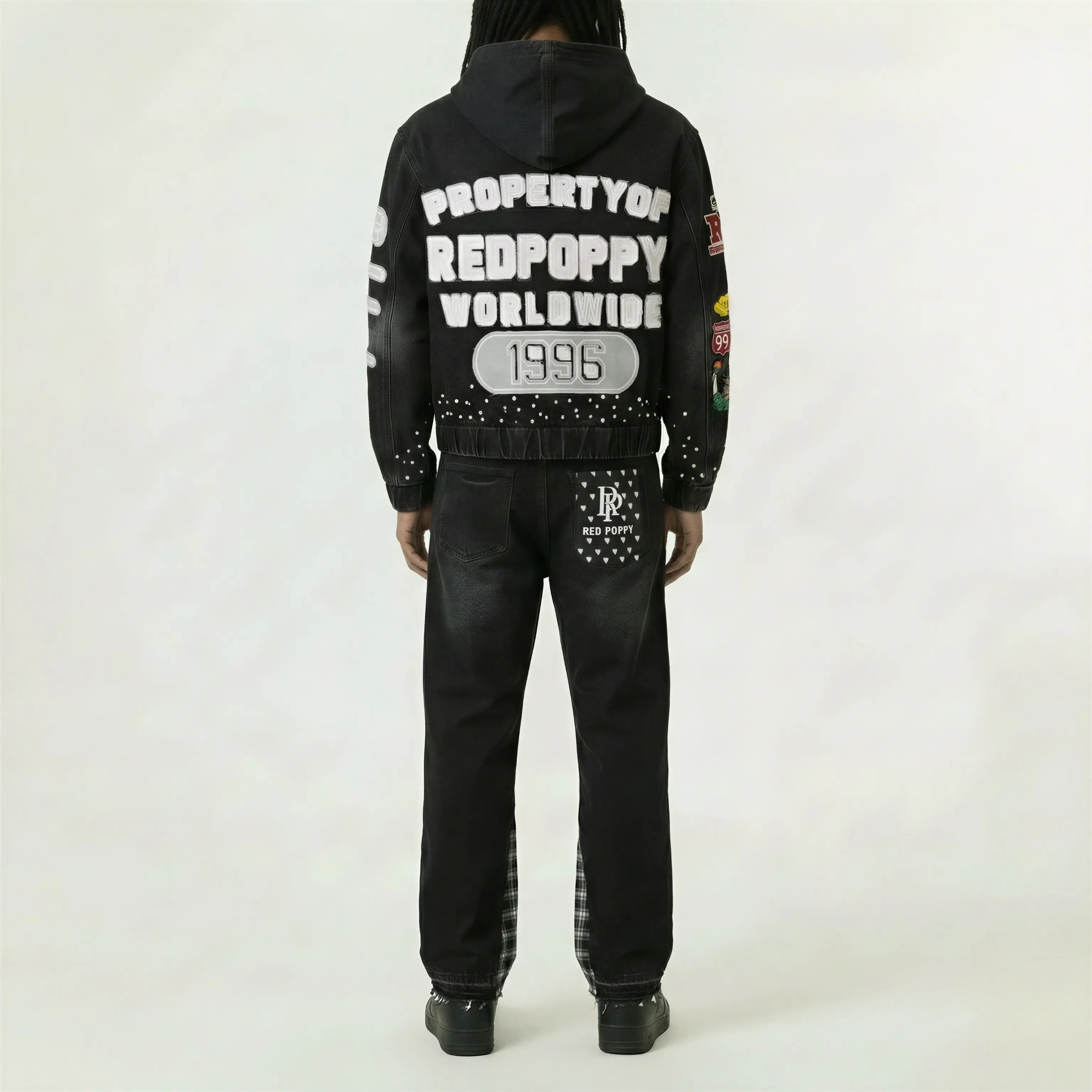 Red Poppy Wash Black Jeans - Solid Color