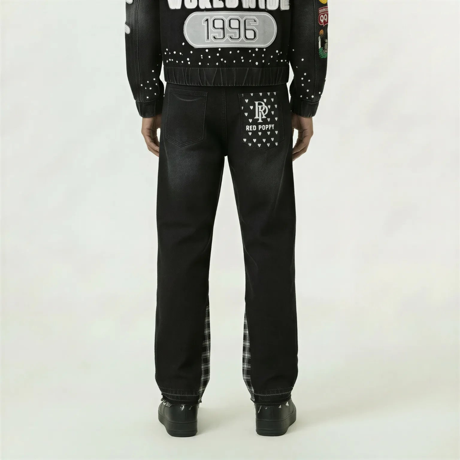 Red Poppy Wash Black Jeans - Solid Color