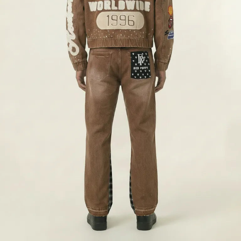Red Poppy Patchwork Jeans - Graphic