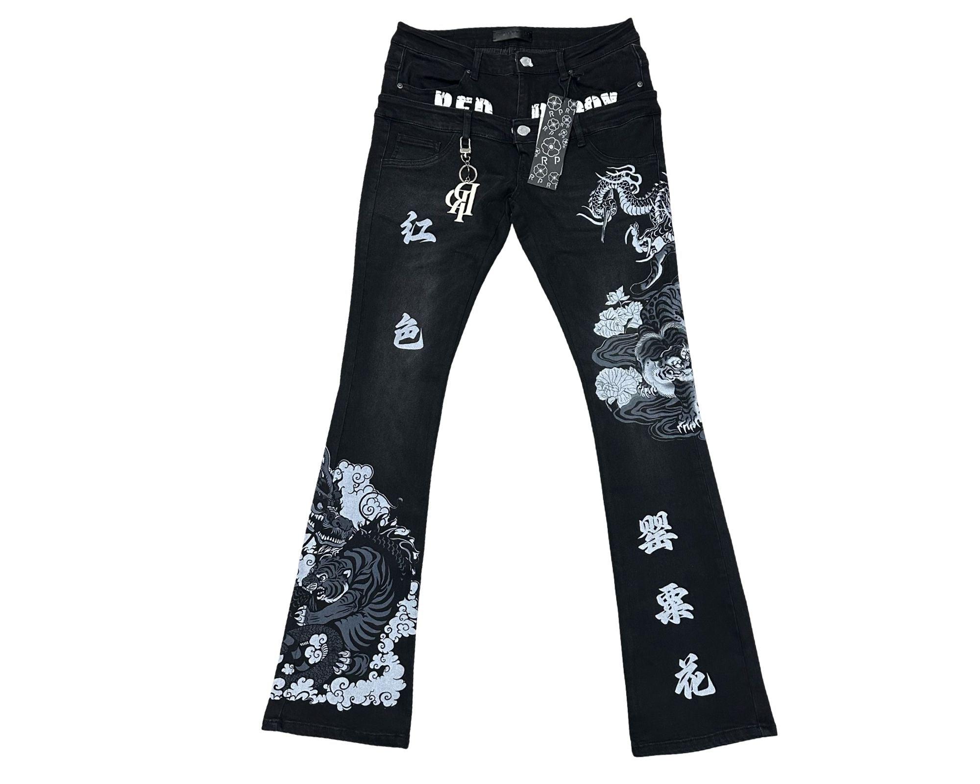 Red Poppy Men's Stacked Flare Fit Jeans - Black wash