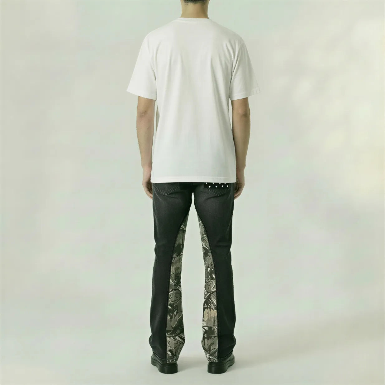 Red Poppy Stacked Flare Jeans - Black