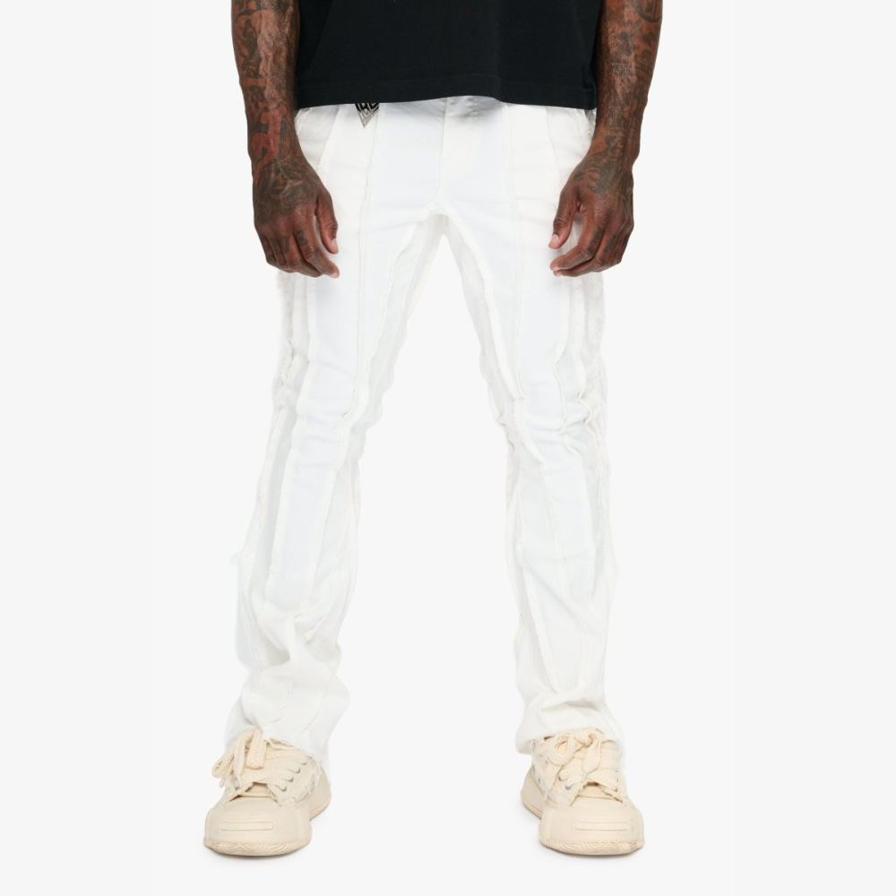 Valabasas Twisted White Stacked Denim Men's Jeans - White