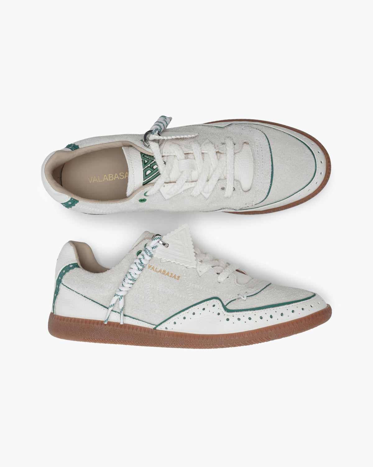Valabasas Braided Sneakers - Perforated Creme/Green