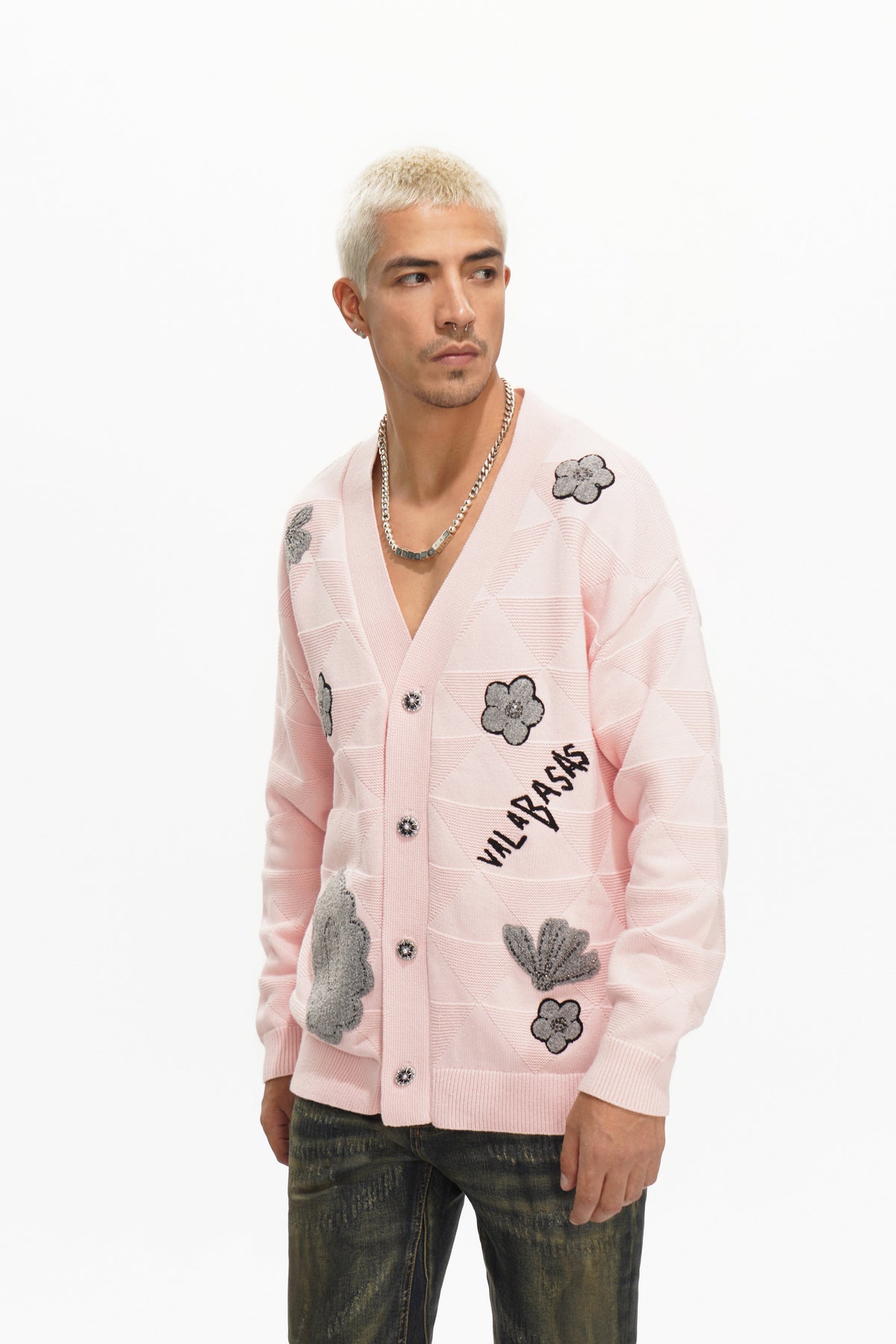 Valabasas Floral Sweater - Embroidered Pink