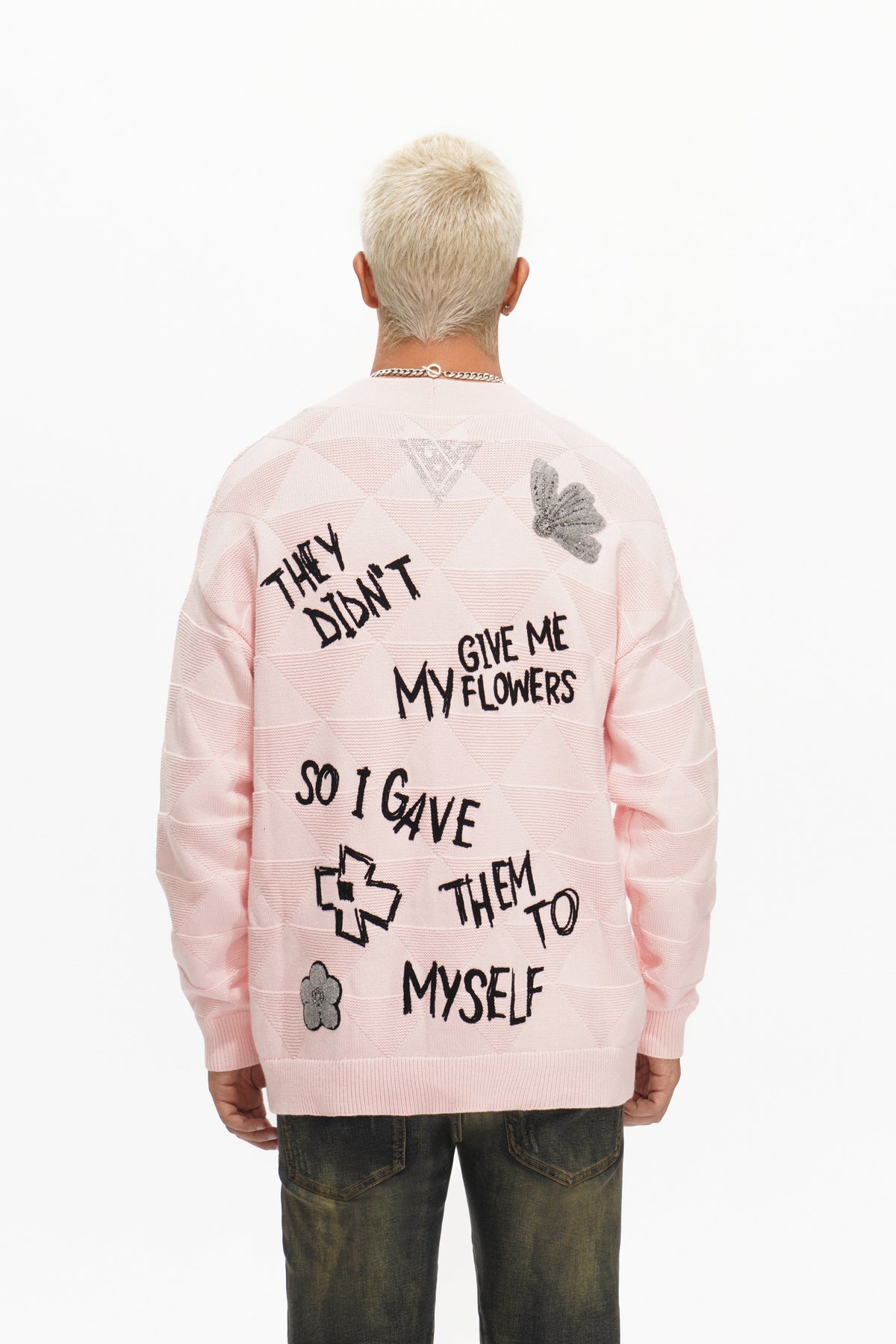 Valabasas Floral Sweater - Embroidered Pink