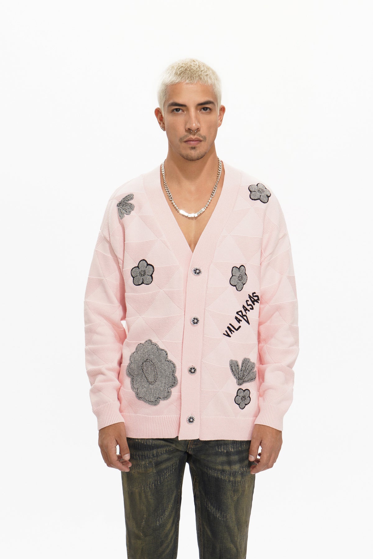Valabasas Floral Sweater - Embroidered Pink