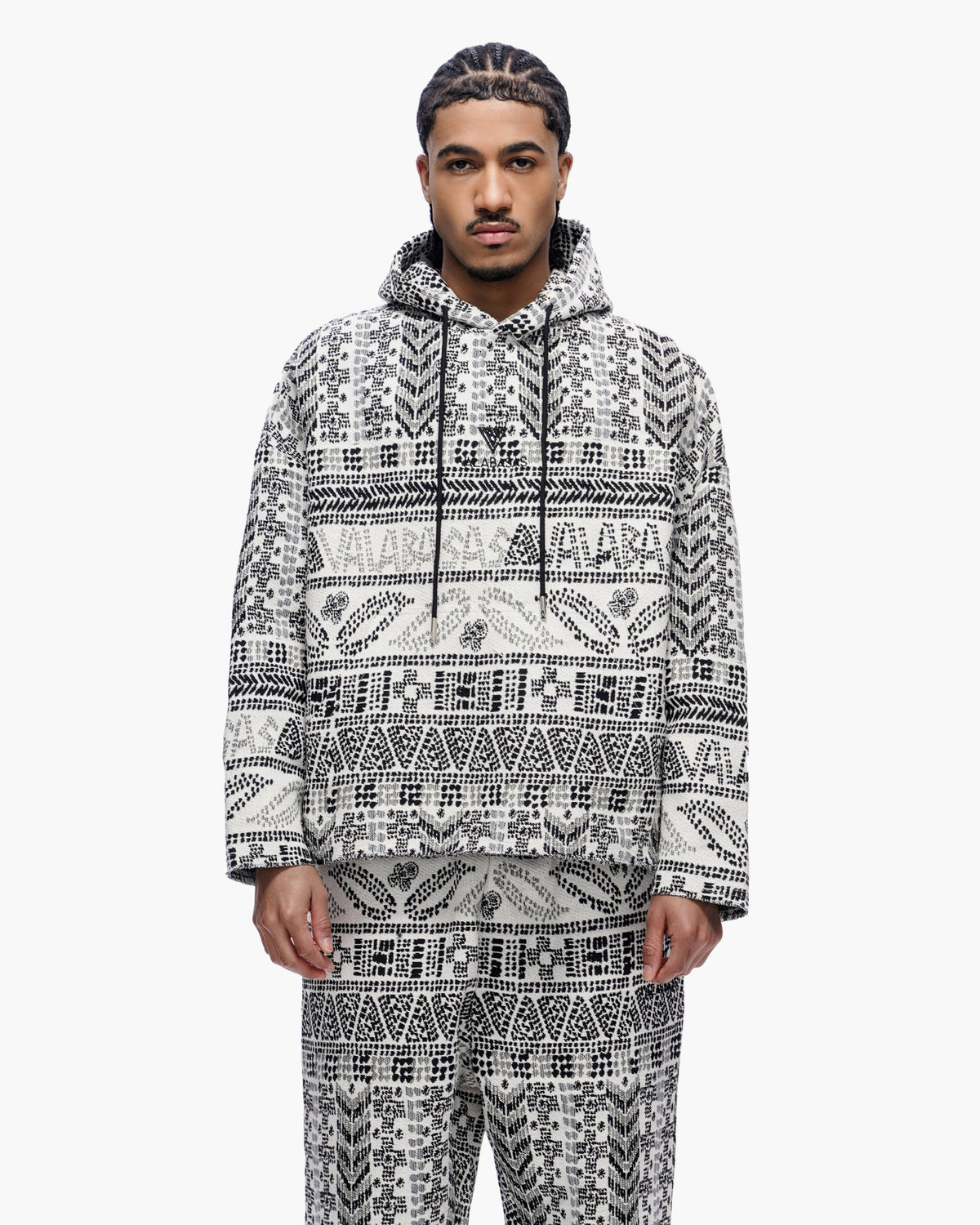 Valabasas Tundra Hoodie - Woven Pattern White
