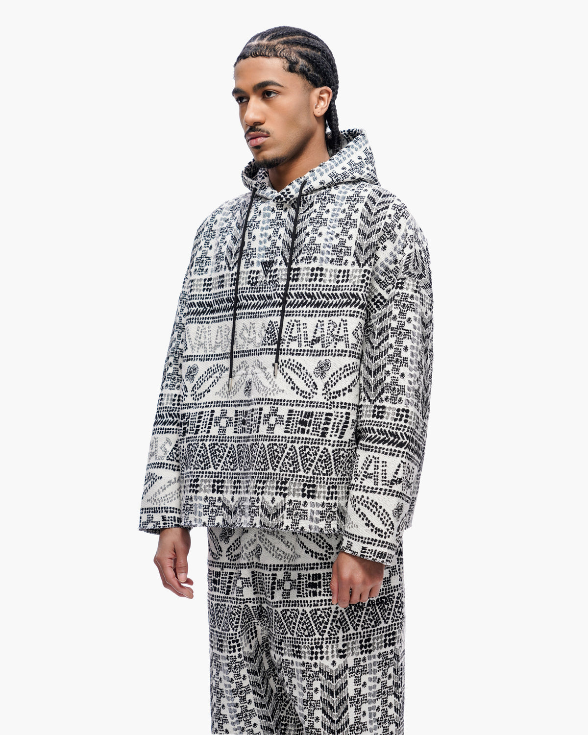 Valabasas Tundra Hoodie - Woven Pattern White