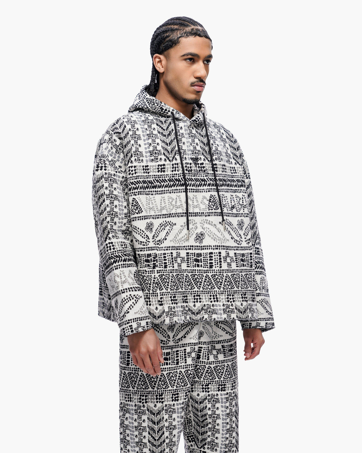 Valabasas Tundra Hoodie - Woven Pattern White