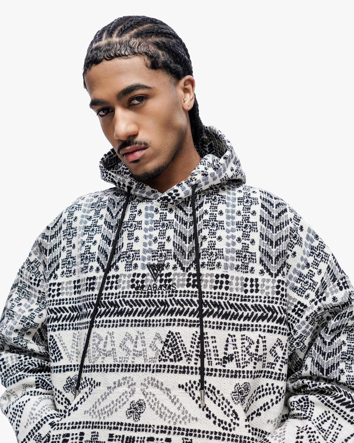 Valabasas Tundra Hoodie - Woven Pattern White