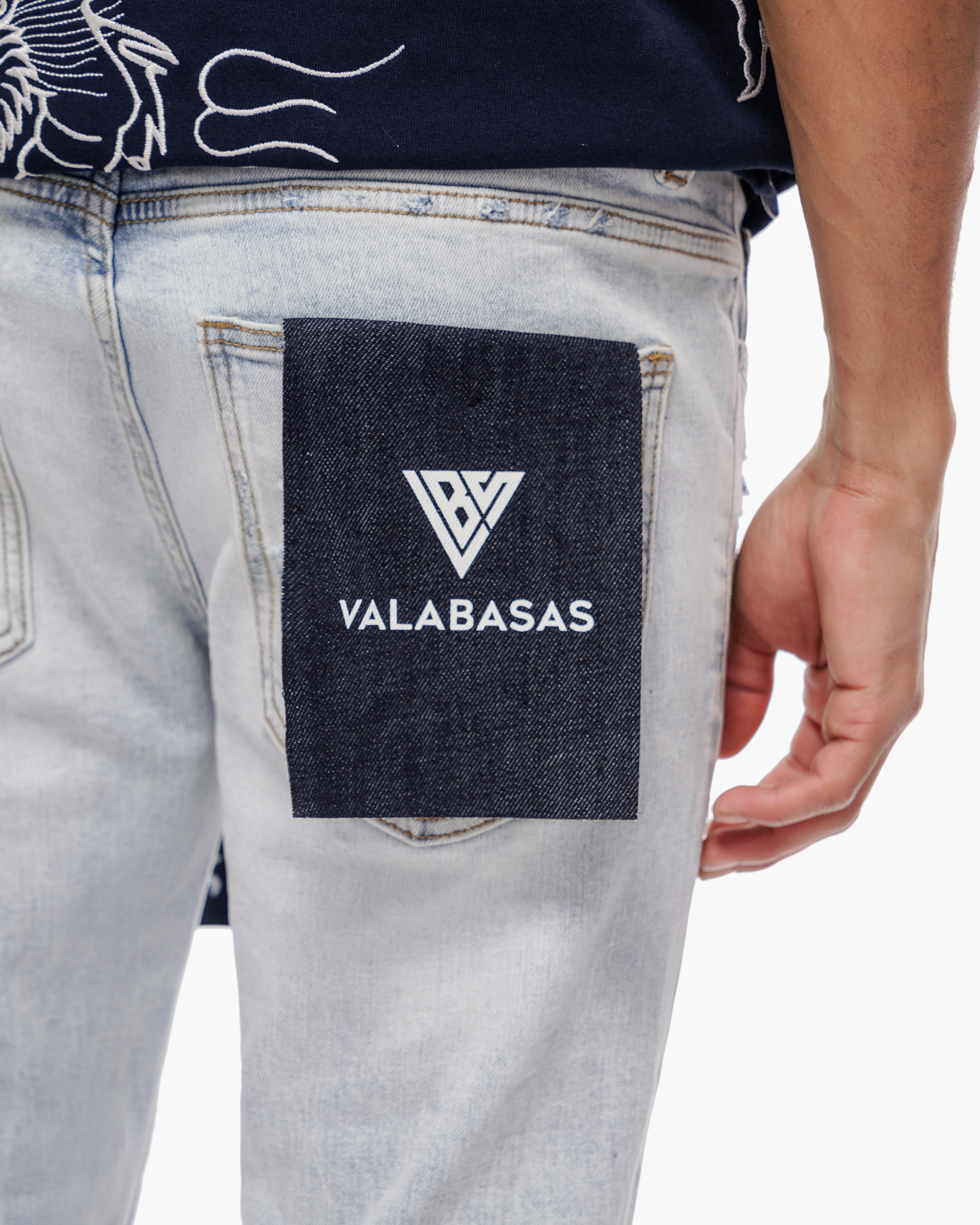 Valabasas Patch Jeans - Skinny Fit Light Blue Wash