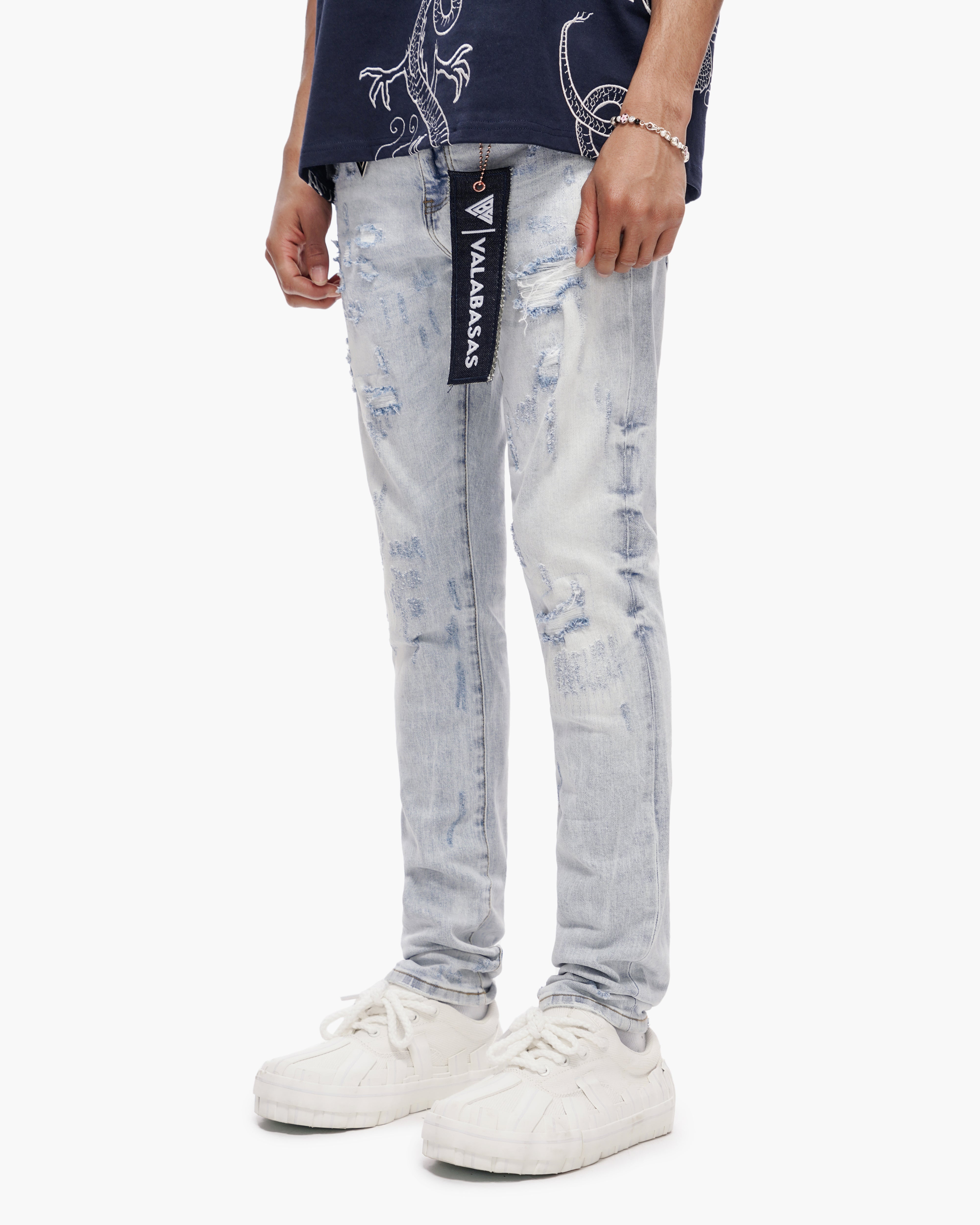 Valabasas Patch Jeans - Skinny Fit Light Blue Wash