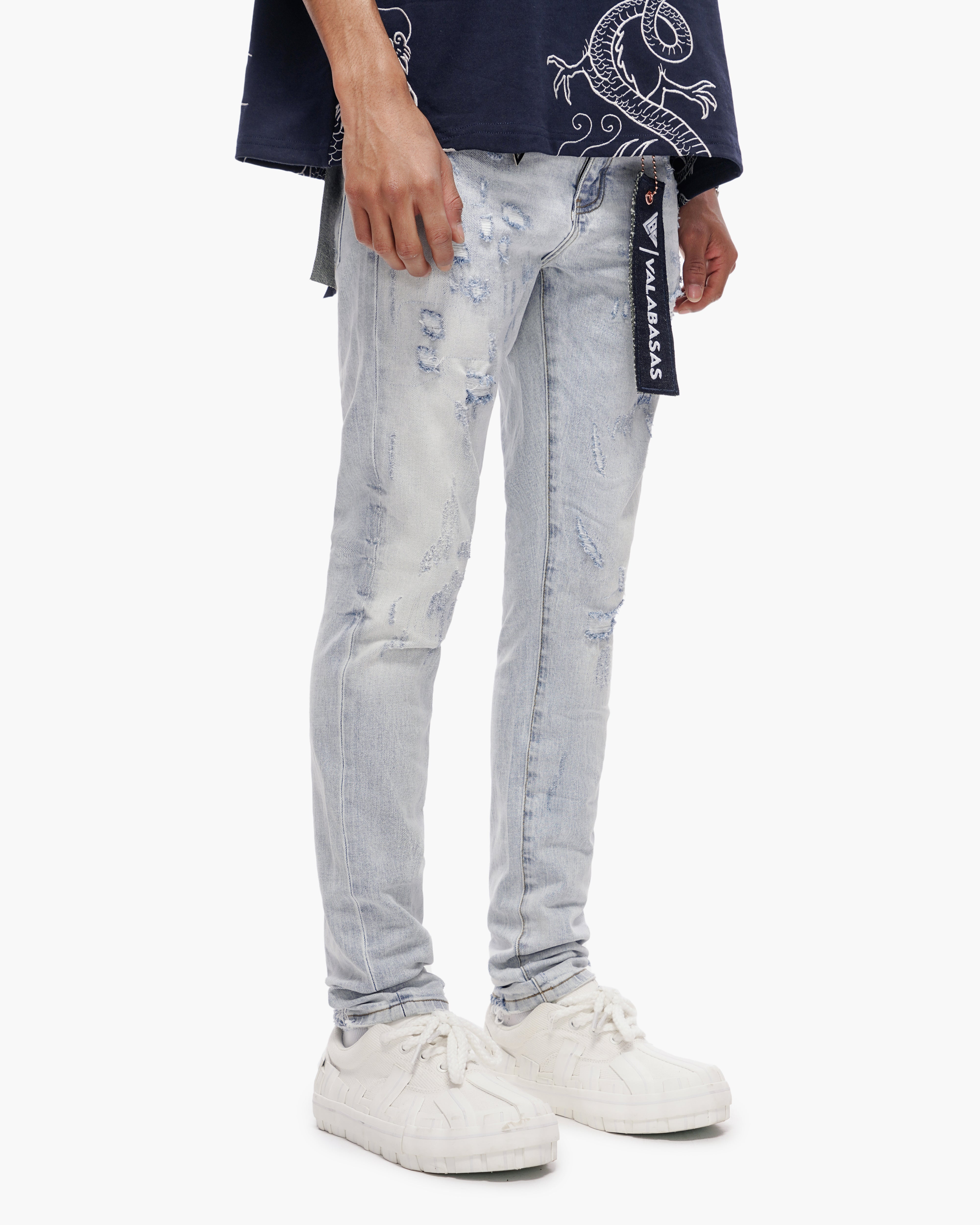 Valabasas Patch Jeans - Skinny Fit Light Blue Wash