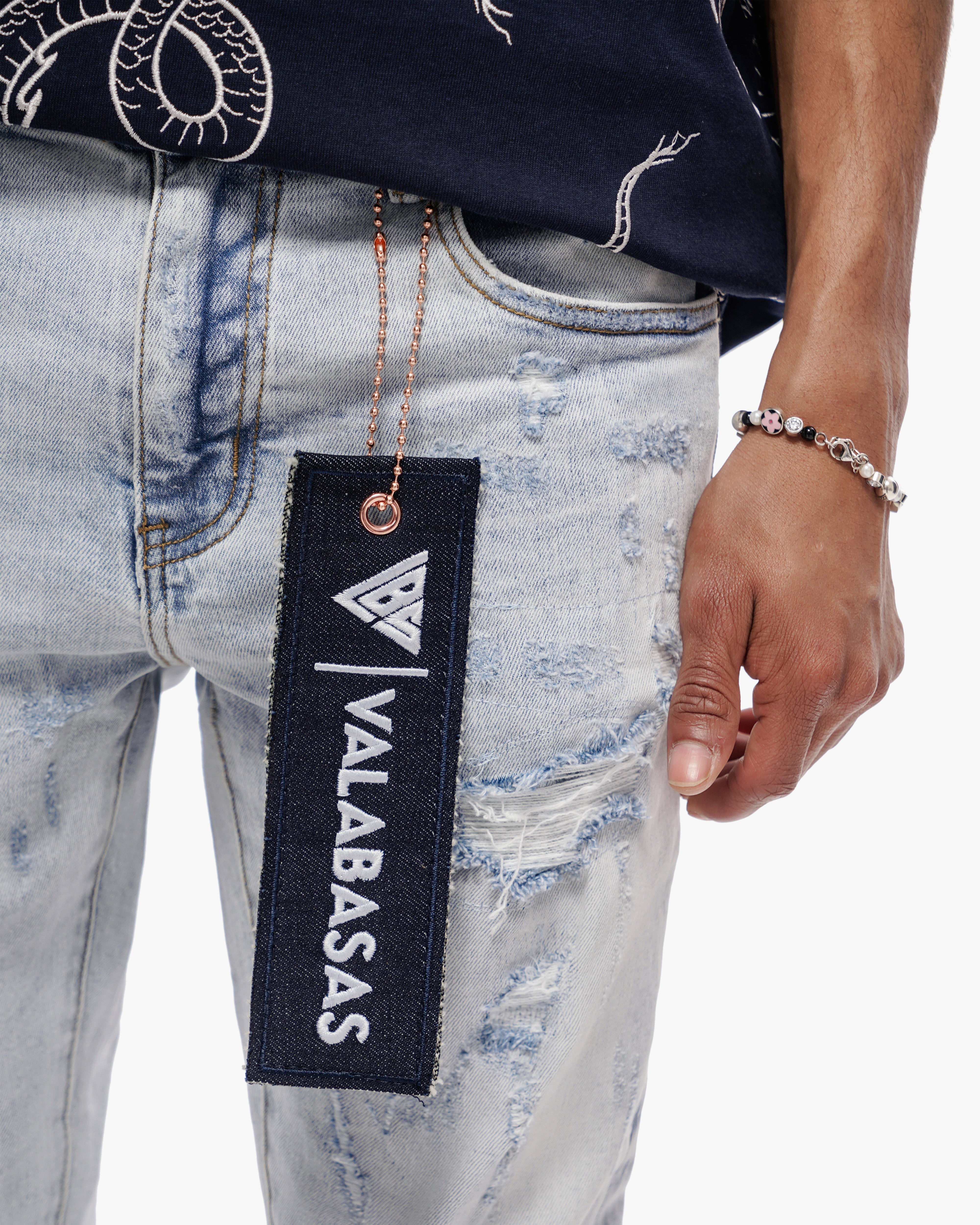 Valabasas Patch Jeans - Skinny Fit Light Blue Wash