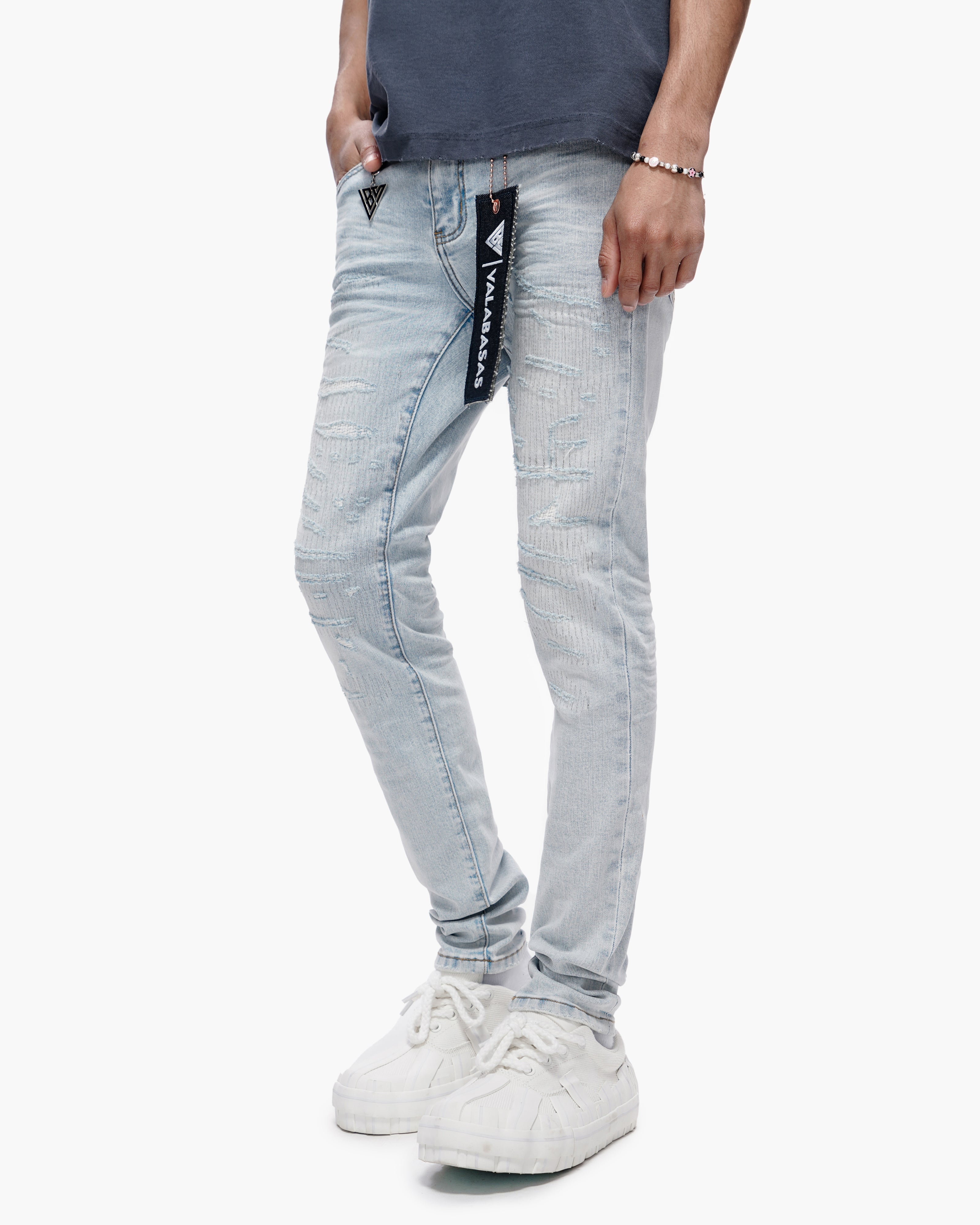 Valabasas Distressed Skinny Jeans - Stretch Denim