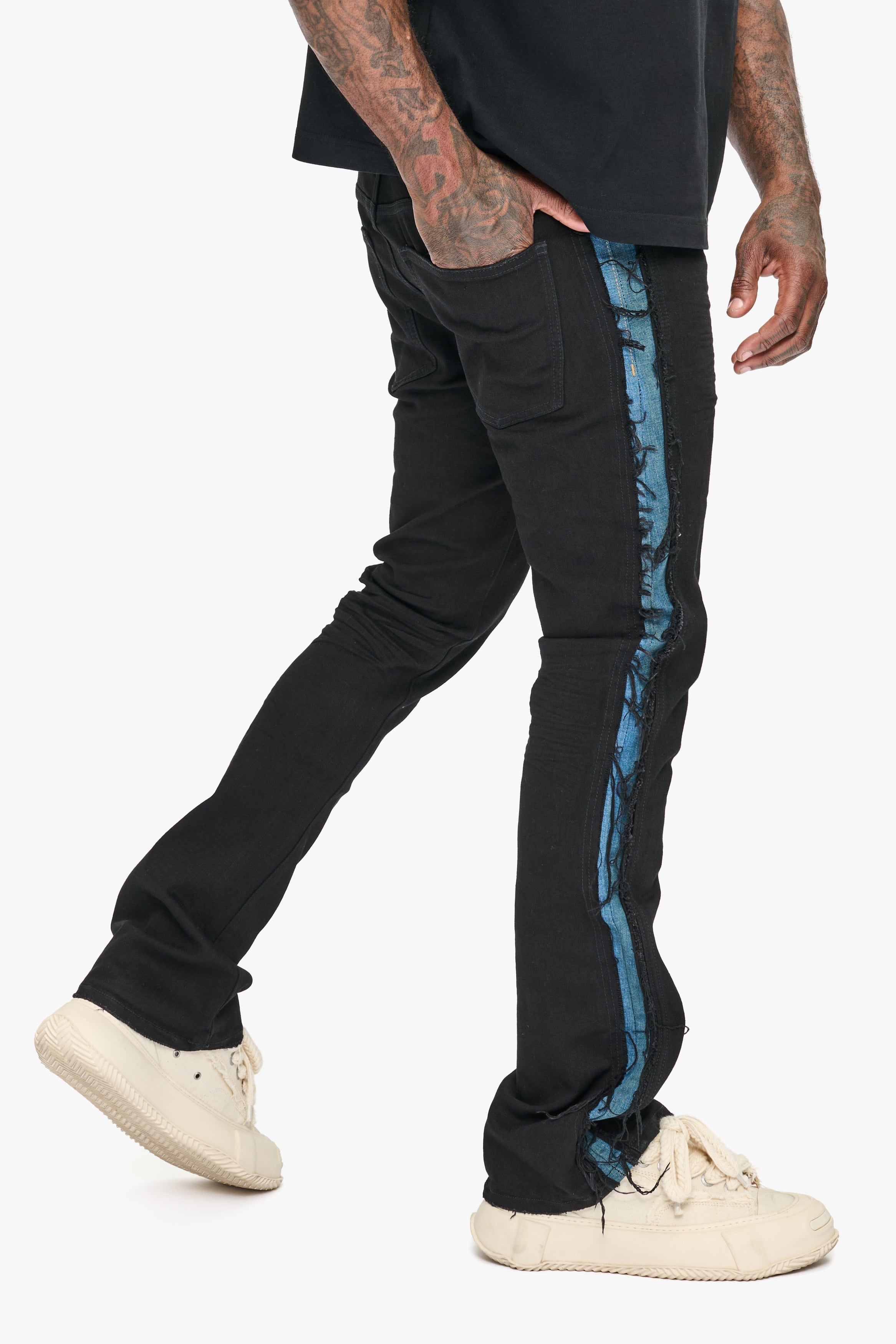Valabasas Burrow Black/Blue Stacked Jean - Black