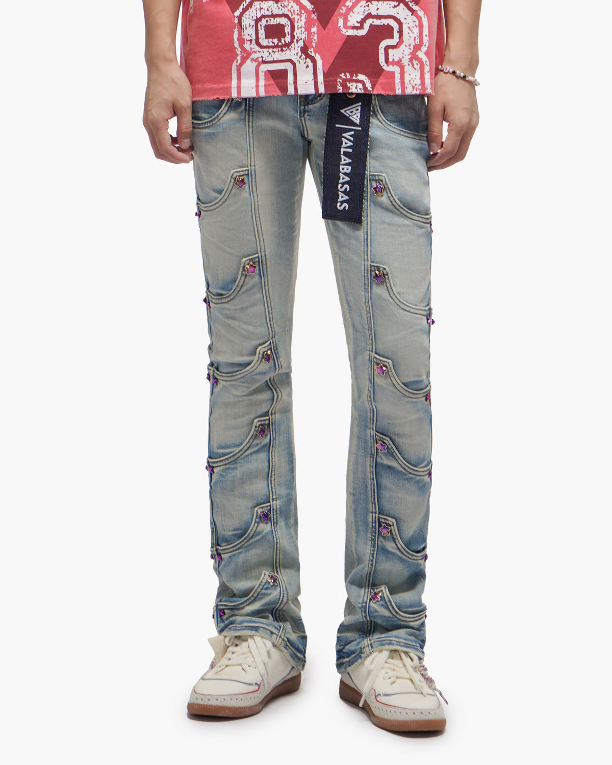 Valabasas Star Jeans - Stacked Light Blue Wash
