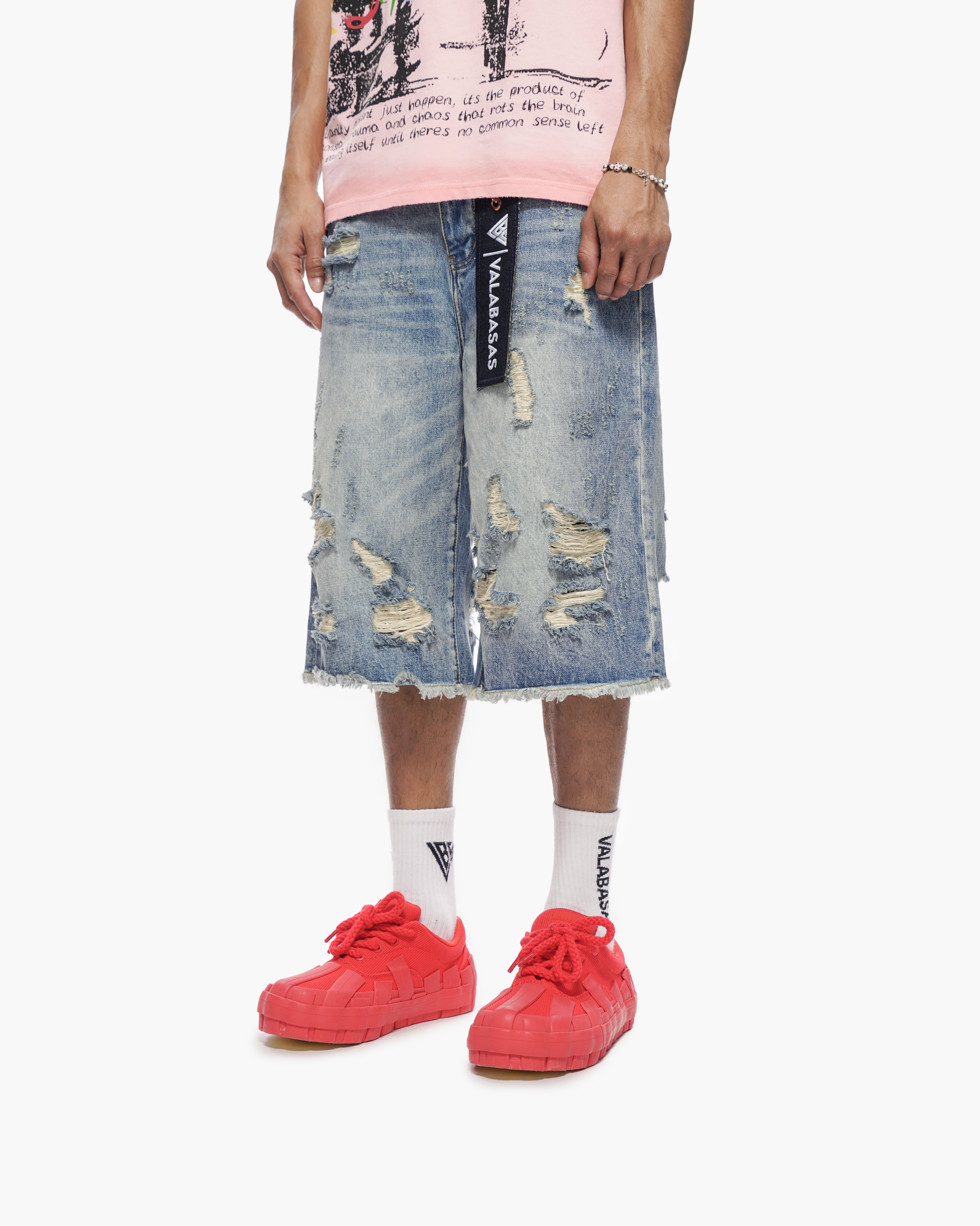 Valabasas Frayed Denim Shorts - Distressed