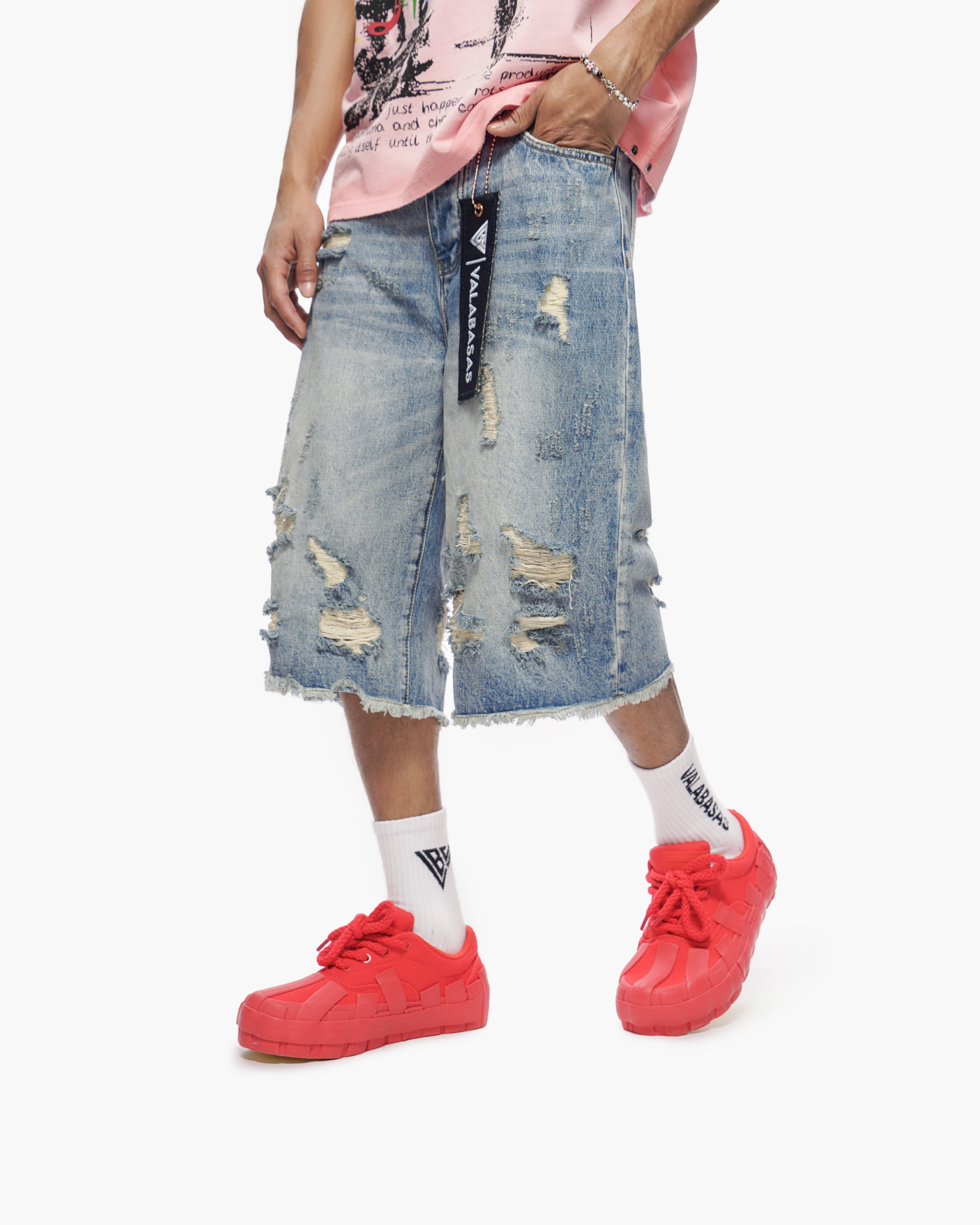 Valabasas Frayed Denim Shorts - Distressed