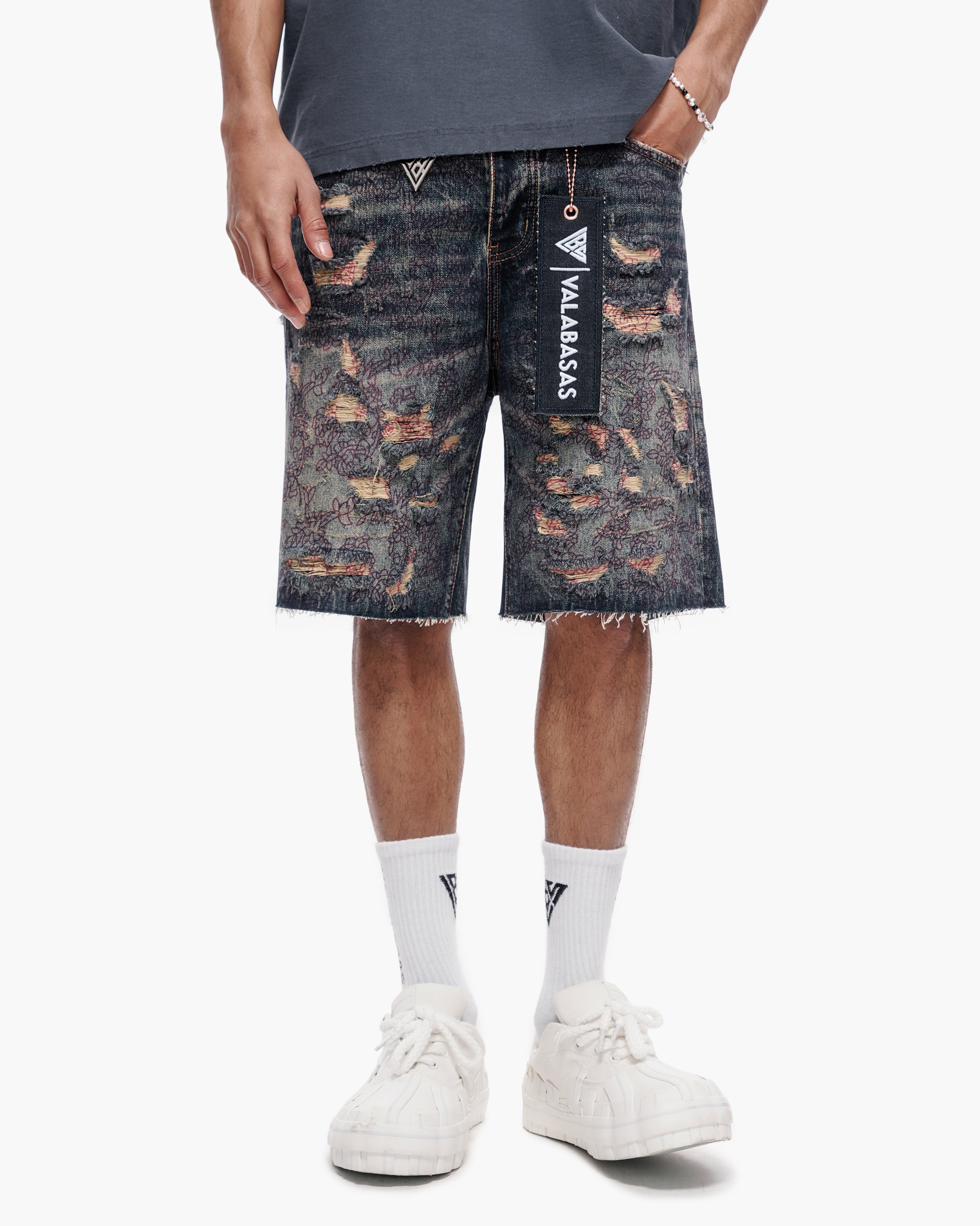 Valabasas Path Denim Shorts - Distressed