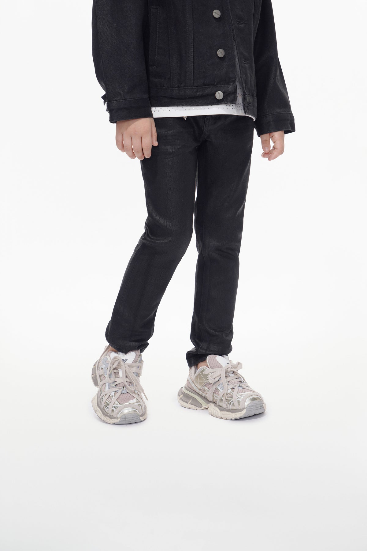 Kids Jr.Slim Black Wash Waxed Jeans
