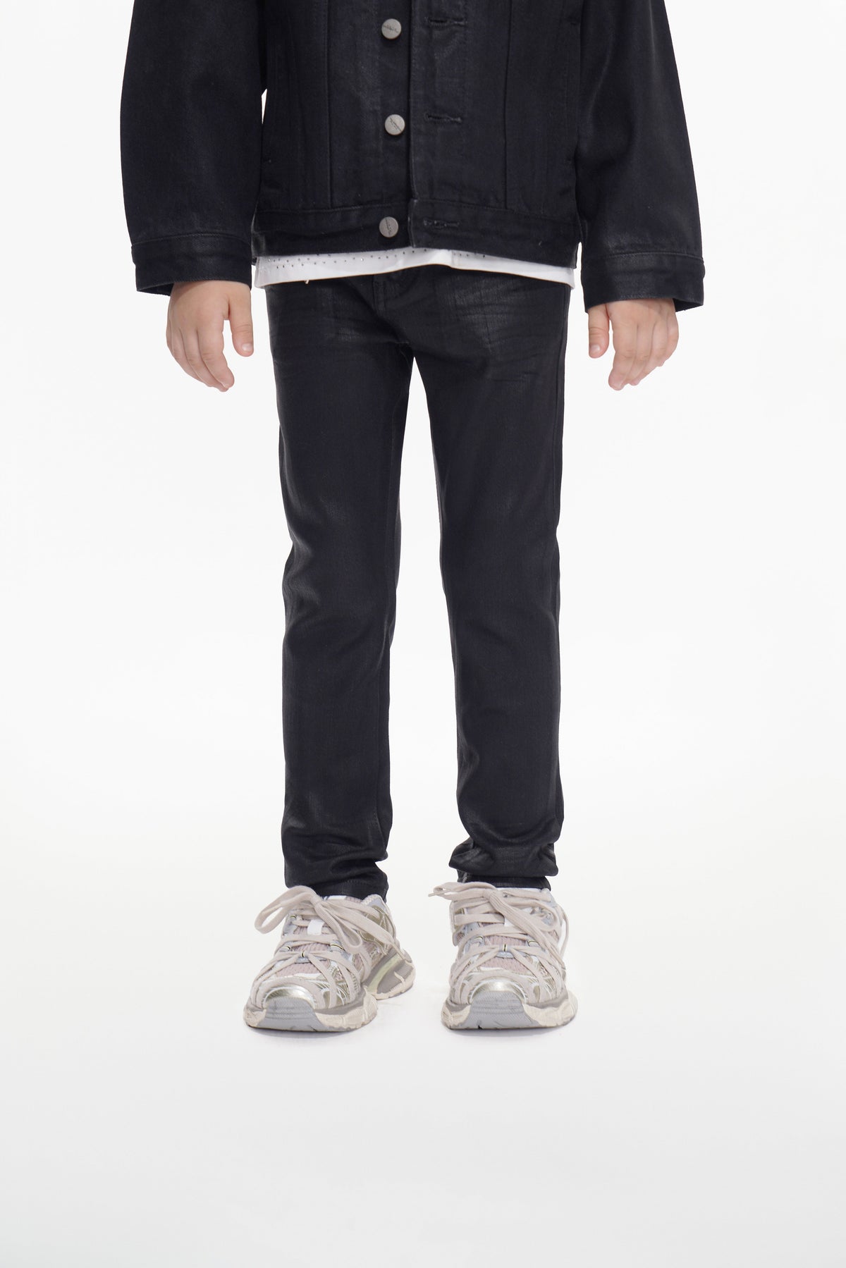 Kids Jr.Slim Black Wash Waxed Jeans