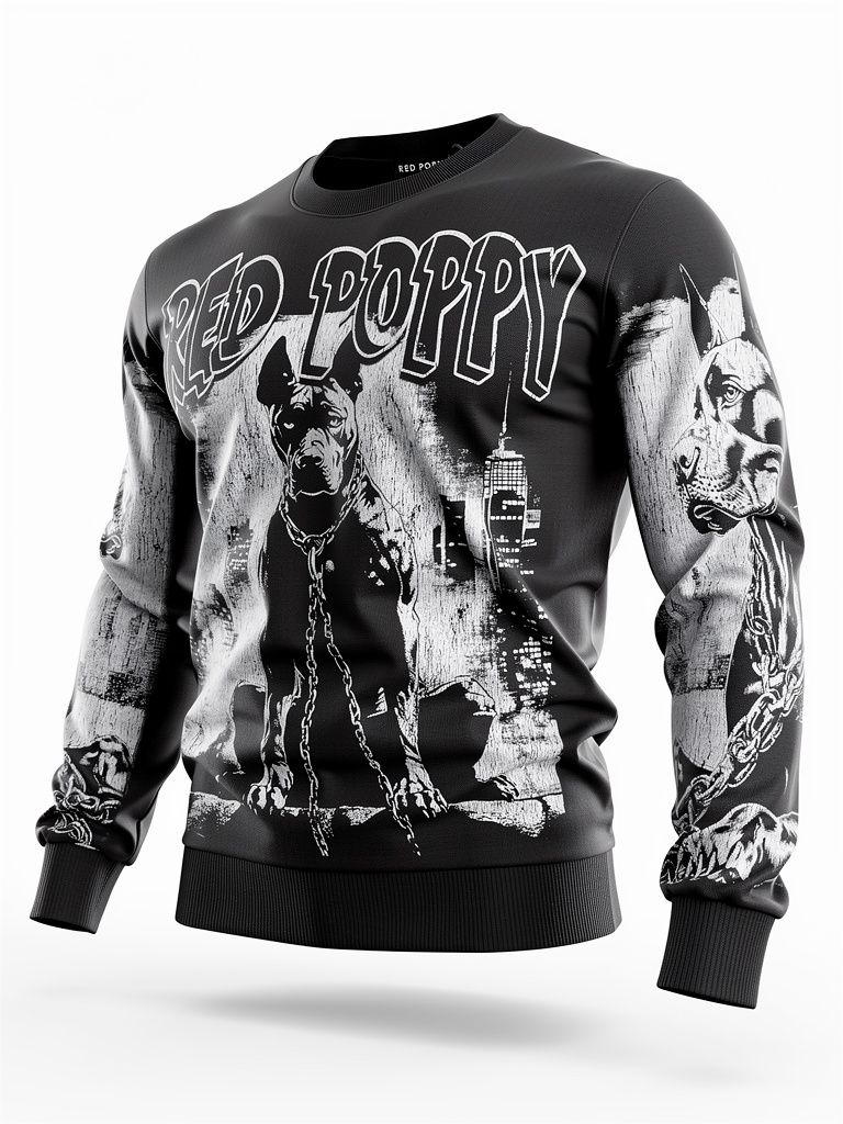 Red Poppy Rp-19 Men's Crew Neck Sweatshirt - Black