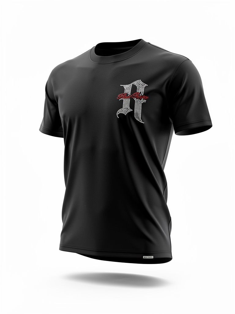 Red Poppy Men's Black T-Shirt