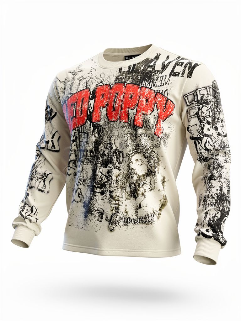 Red Poppy Men's Beige Hoodie