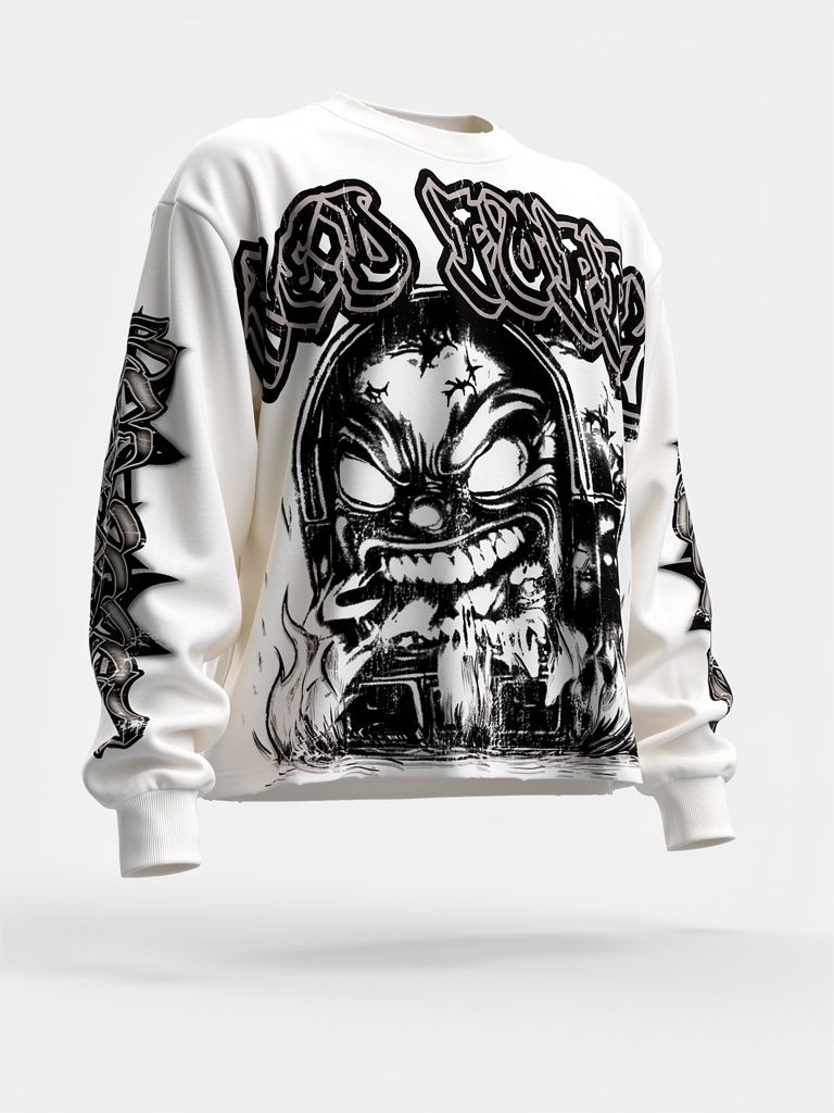 Red Poppy Men's White Sweatshirt