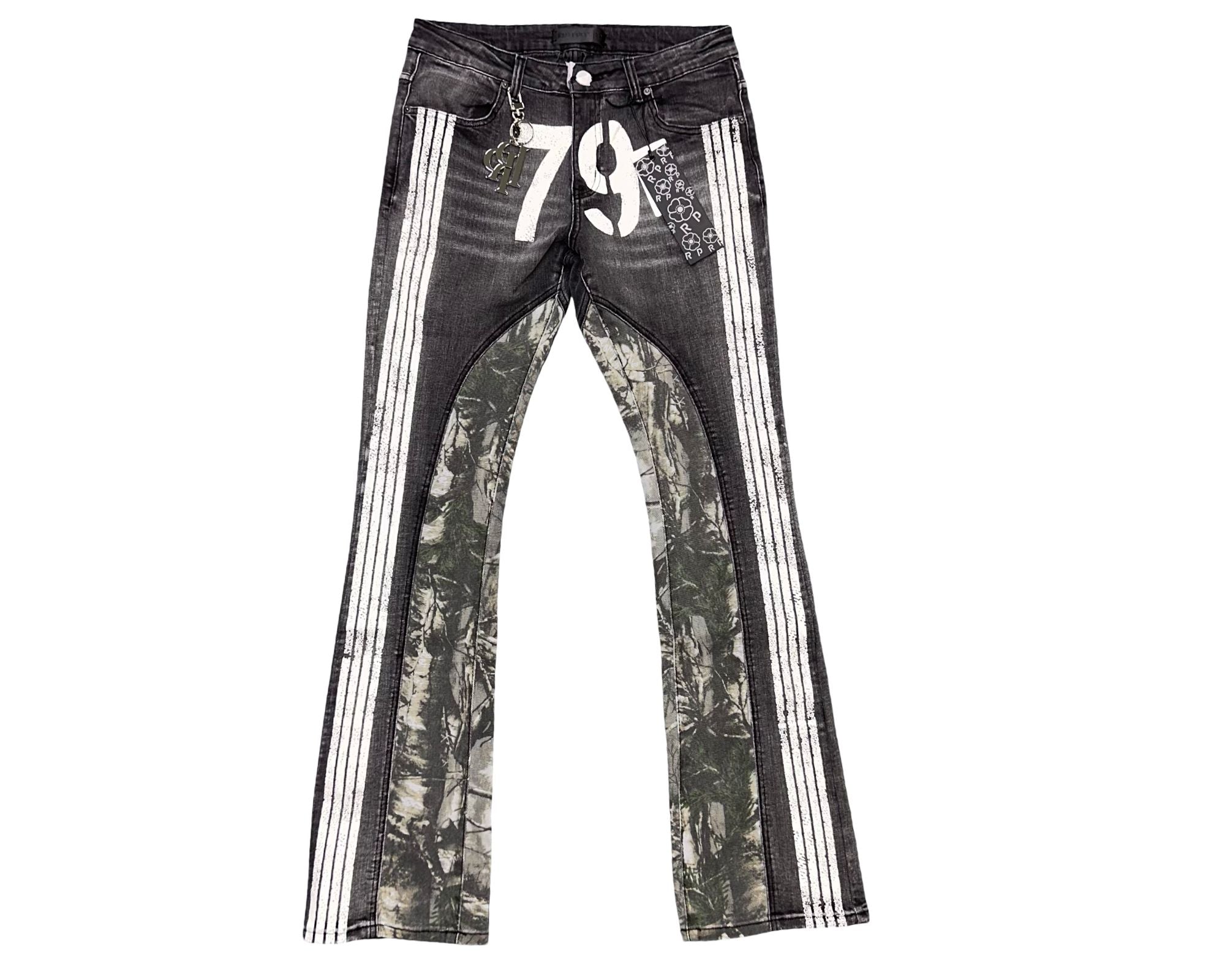 Red Poppy Stacked Flare Women's Jeans - Black