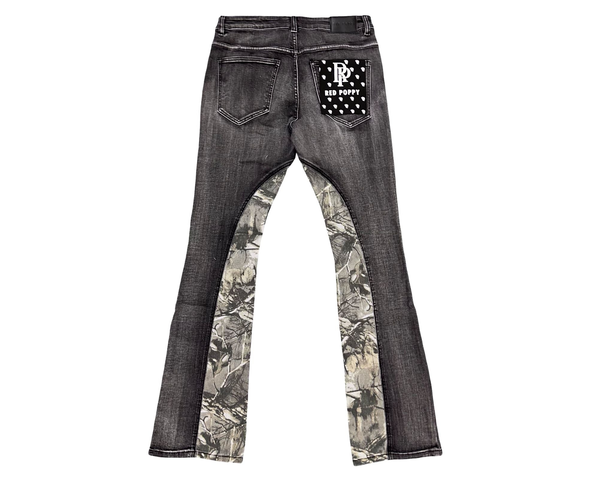 Red Poppy Stacked Flare Women's Jeans - Black