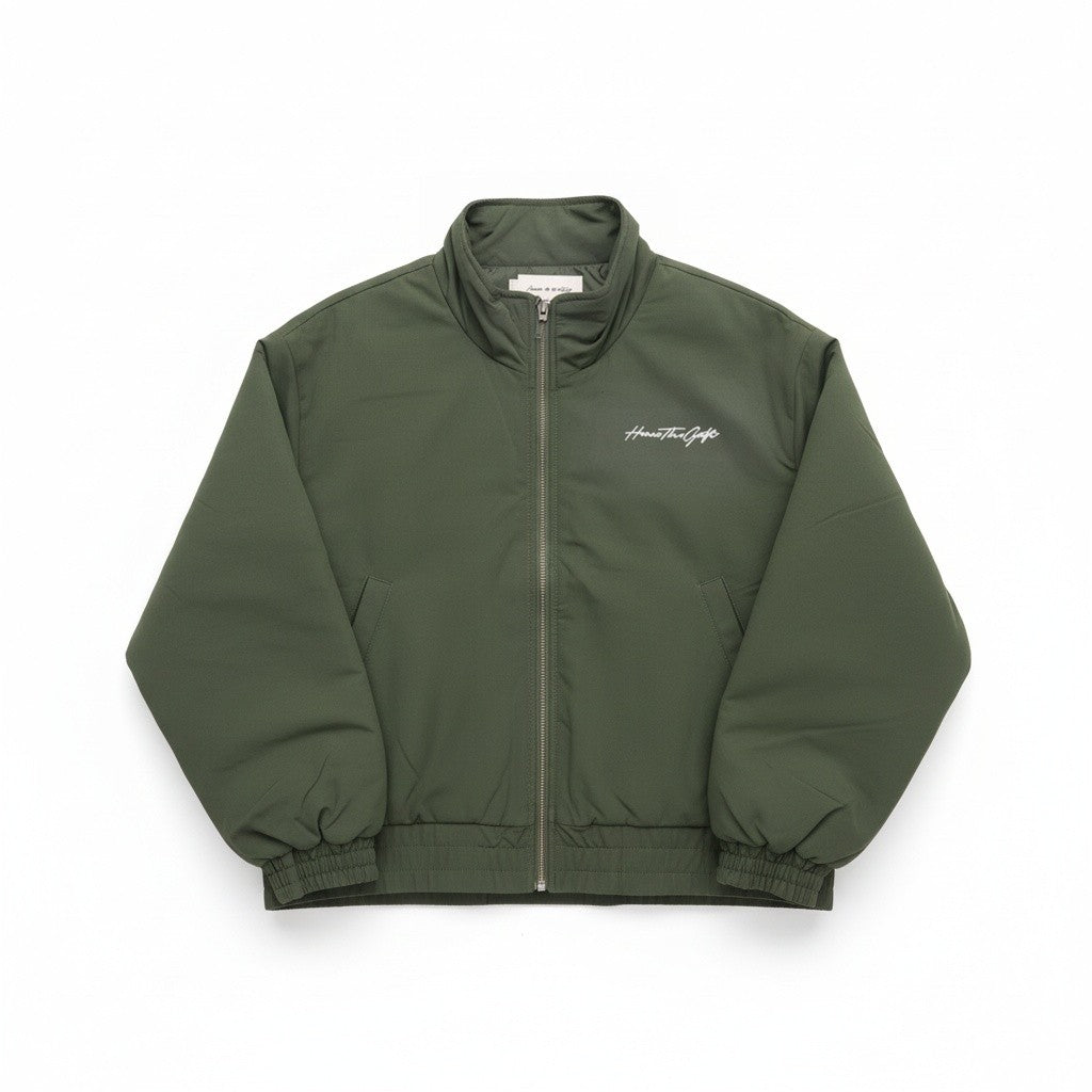 Honor The Gift Script Puffer Jacket – Green