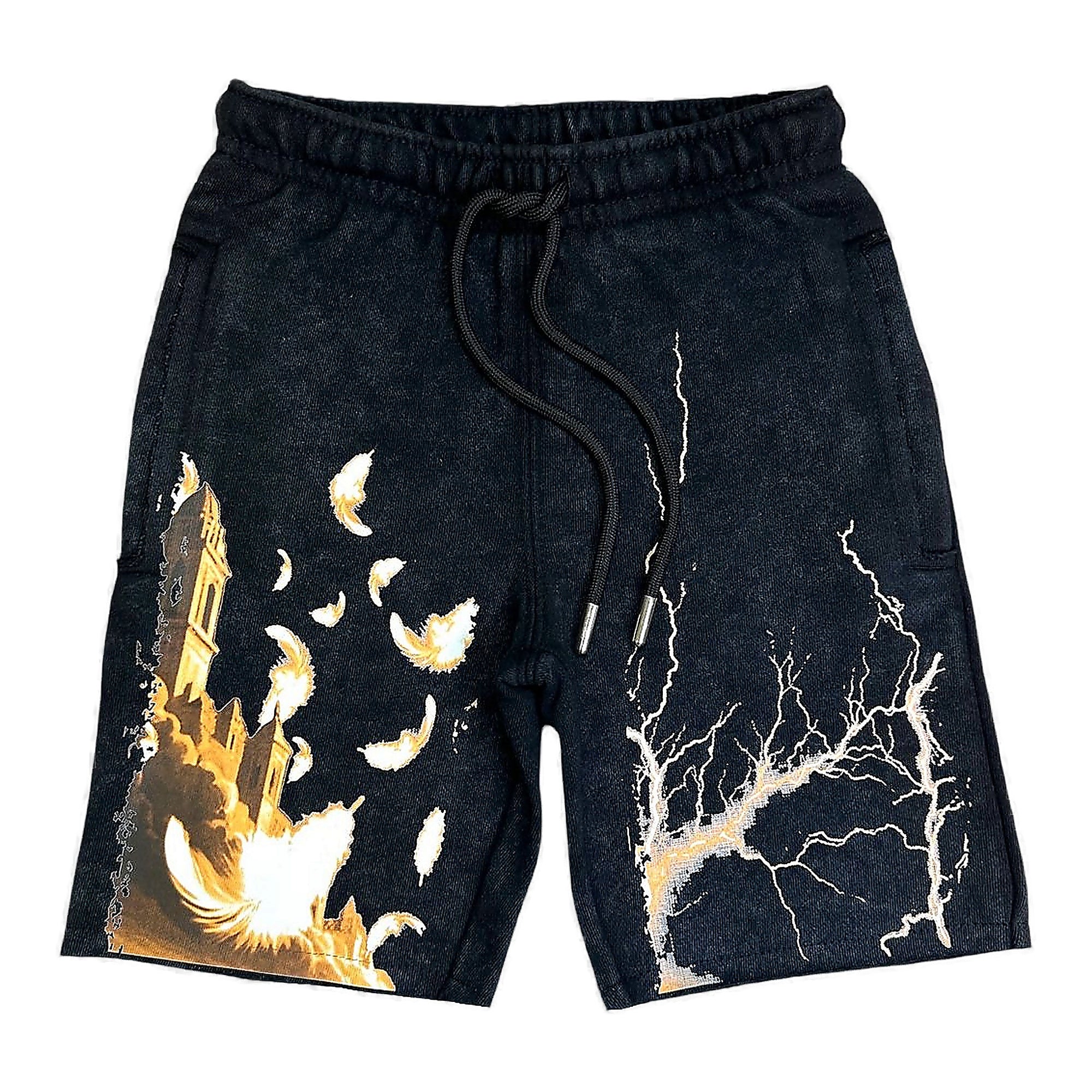 ELITE PREMIUM Paradise Cropped Kids Fleece Shorts Black