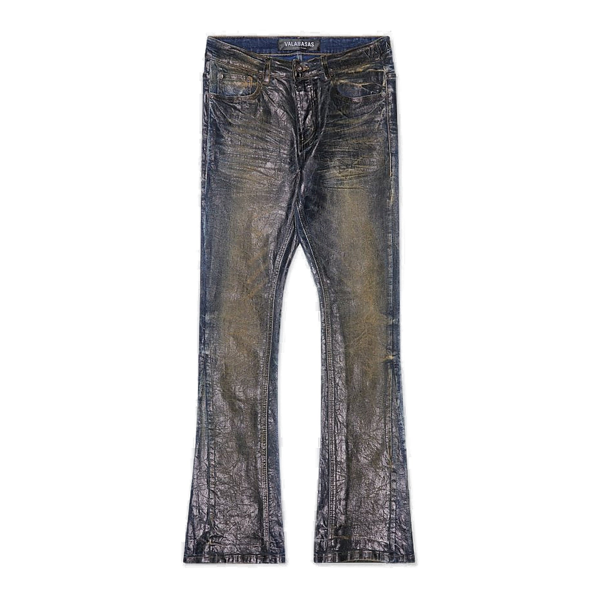 Valabasas Fax Denim Men's Stacked Jeans - Metallic