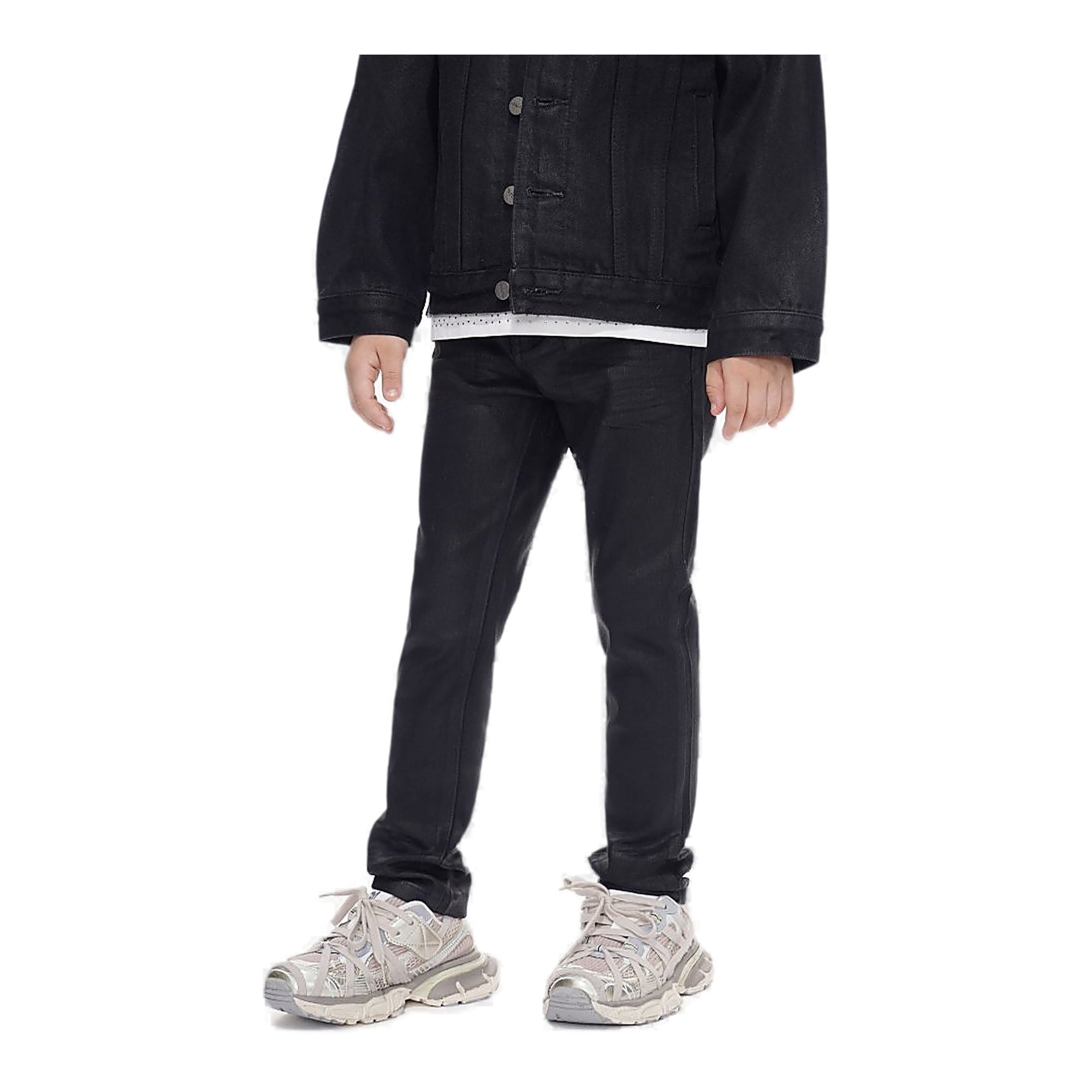 Valabasas Wax Youth Jeans - Slim Fit Black Waxed