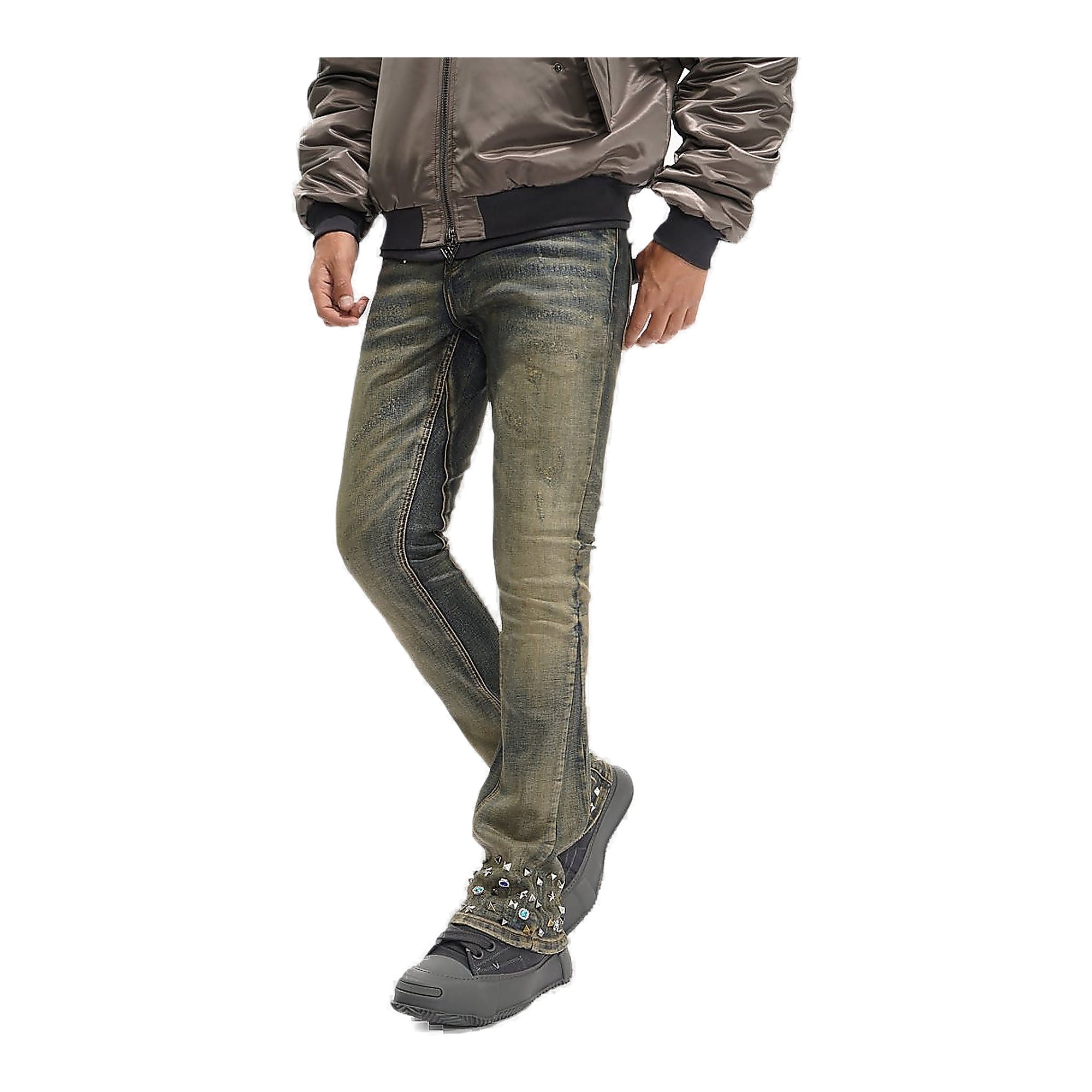 Valabasas Ion Jeans - Studded Hem Vintage Wash Waxed