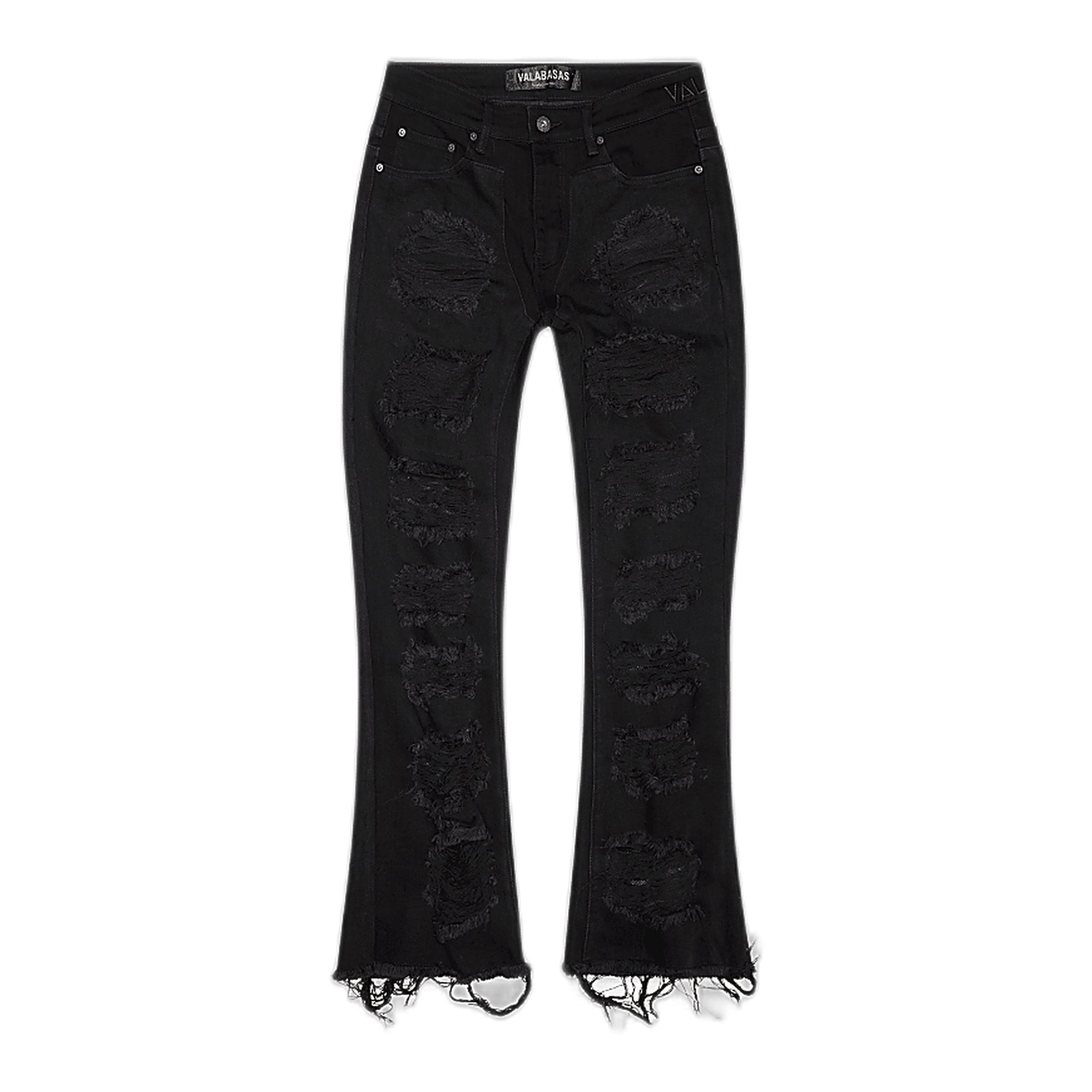 Valabasas Distressed Jeans - Raw Hem Black