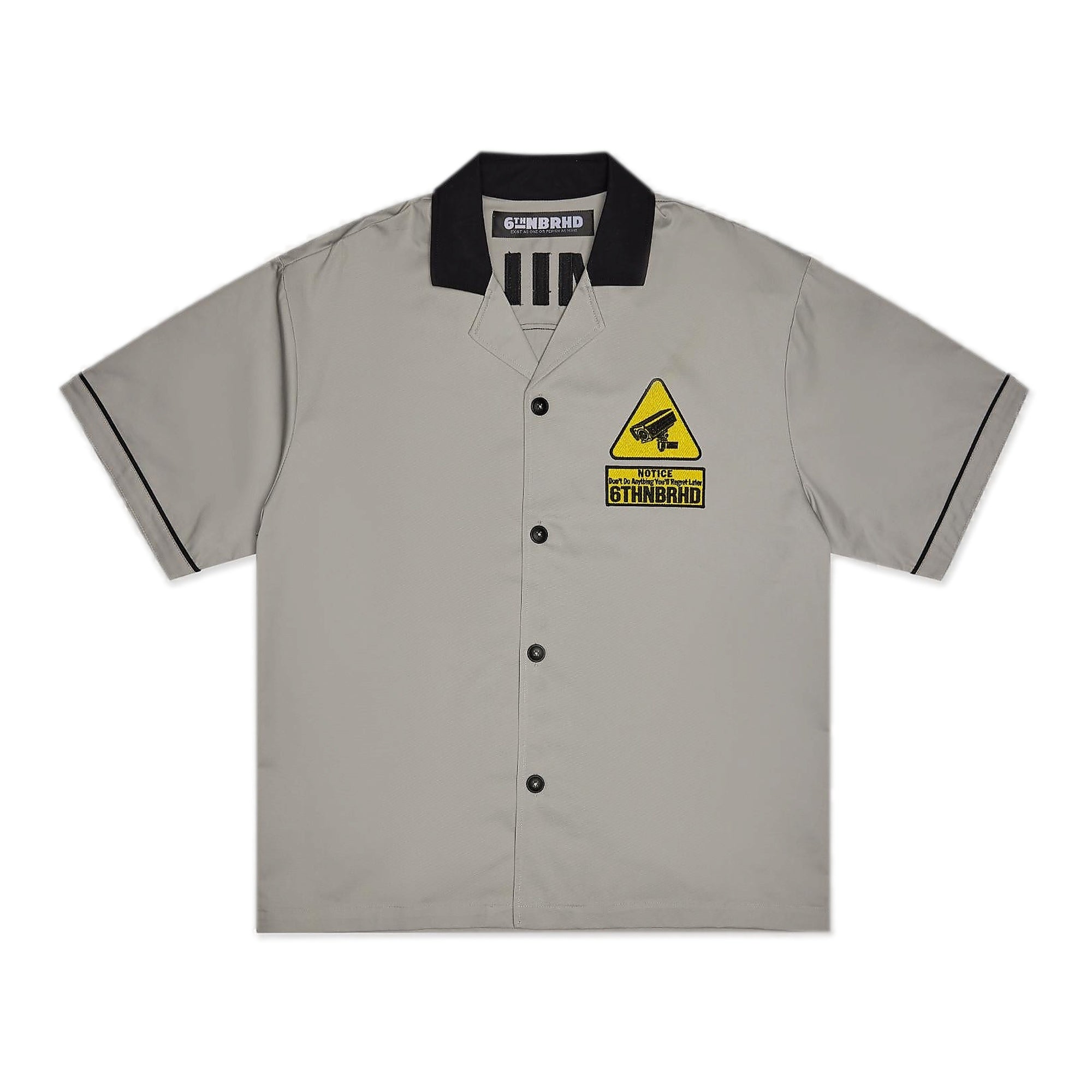 6Th Nbrhd Say Cheese Bowling Shirt - Gray
