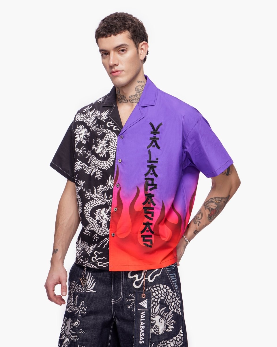 "Akurox" Button Down Black Purple - Valabasas