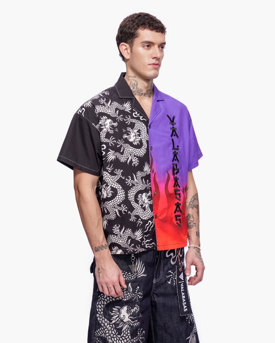 "Akurox" Button Down Black Purple - Valabasas