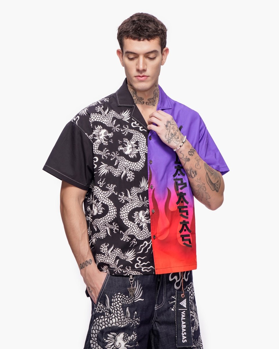"Akurox" Button Down Black Purple - Valabasas