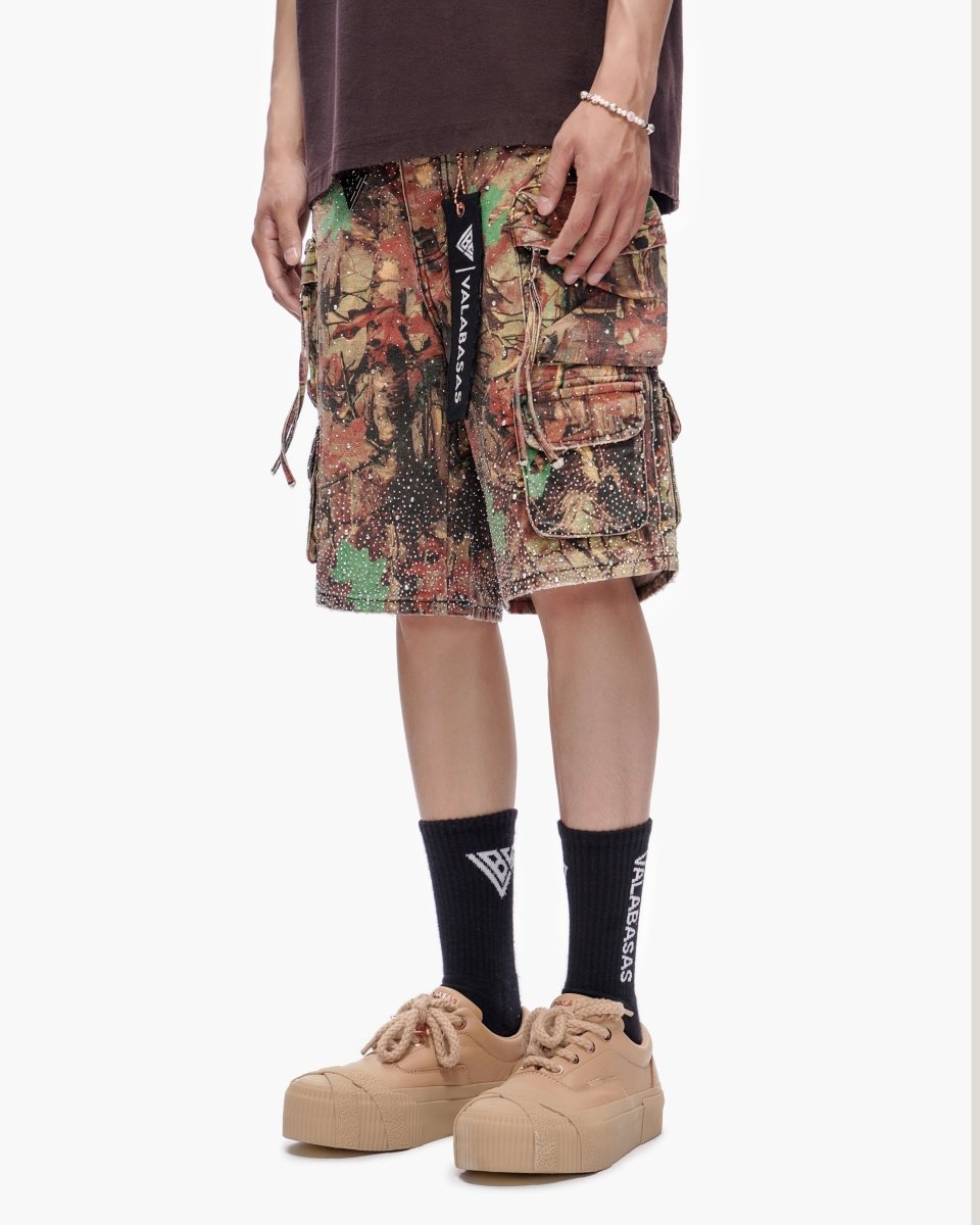 VALABASAS Arch Shorts Leaf Camo front left full-length view